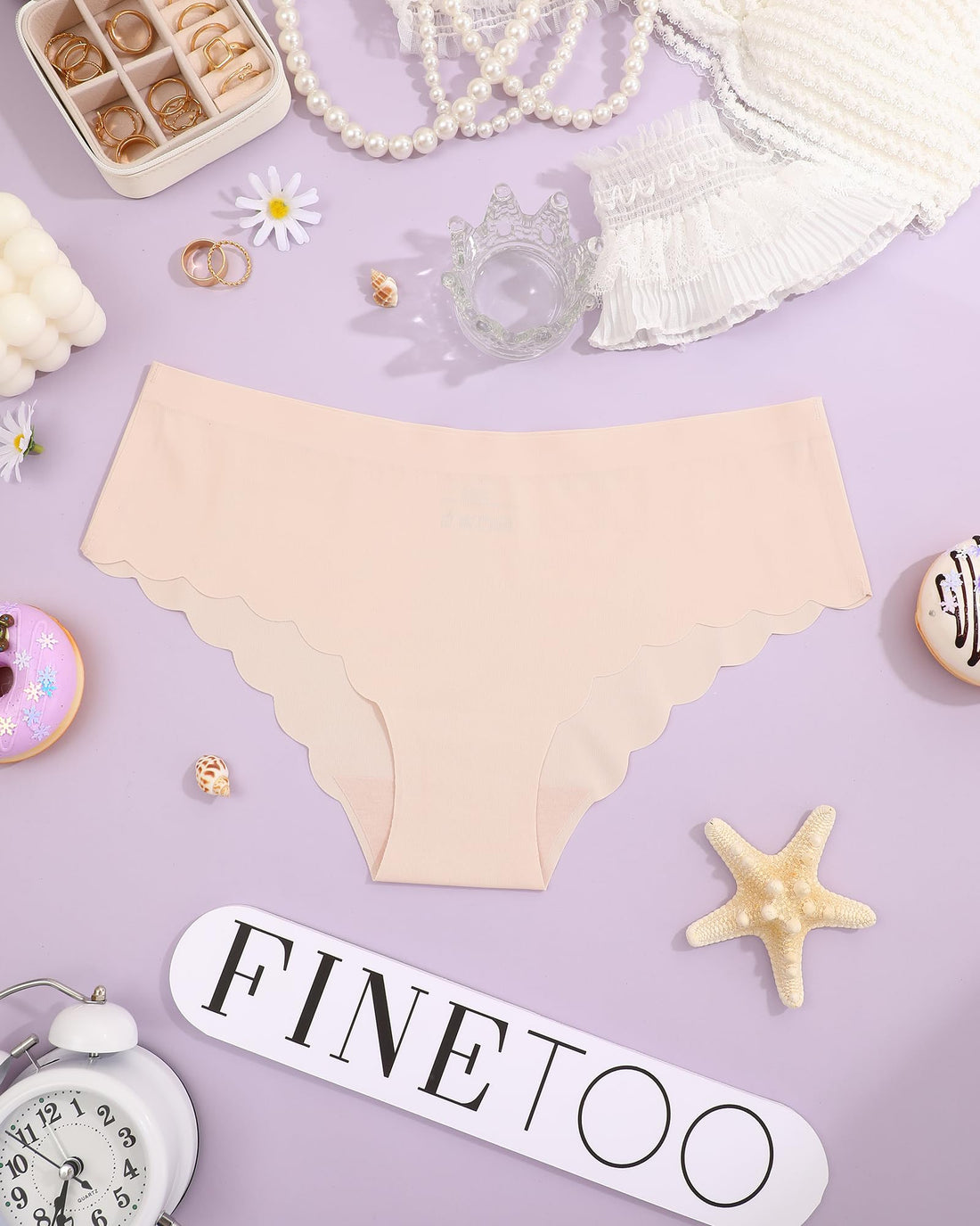 FINETOO 6 pack Seamless Underwear for Women Sexy Low Rise Hipster Wave Edge No Show Bikini Panties Womens Cheeky S-XL