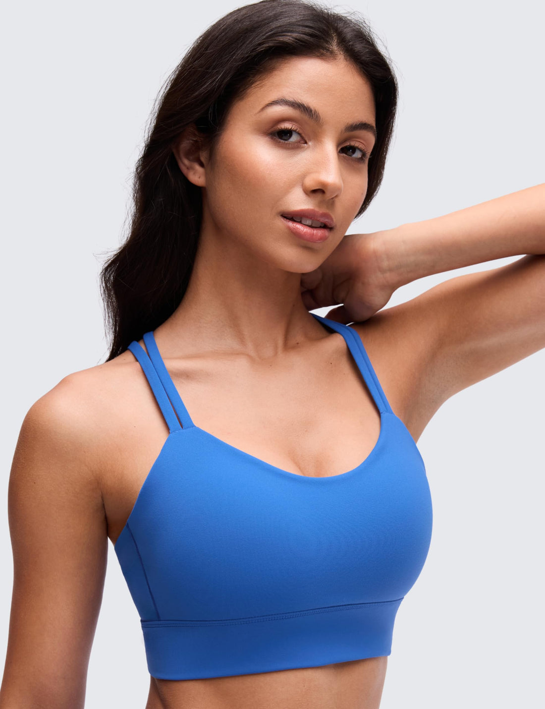CRZ YOGA Softness Mold Butterluxe Sports Bras | Molded Cup, Light Support, Yoga, Extremely Soft, Longline, Strappy Back, Scoop Neck, for Women