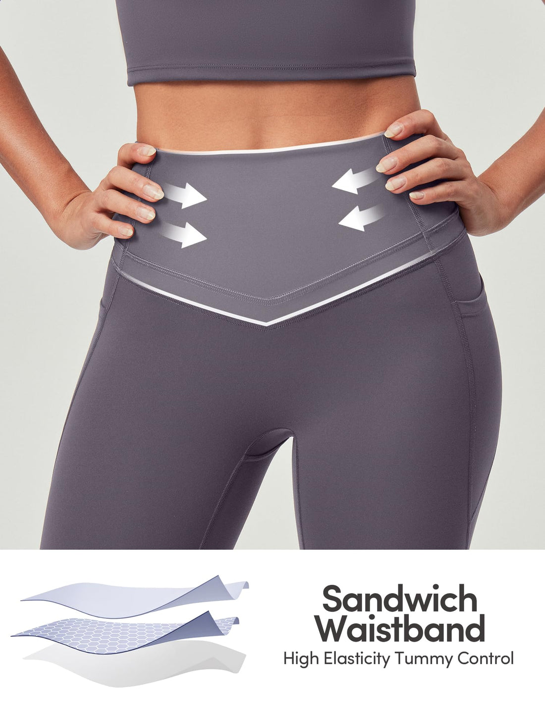 IUGA Compression Leggings with Pockets for Women Tummy Control Leggings No Front Seam Workout High Waist Yoga Pants