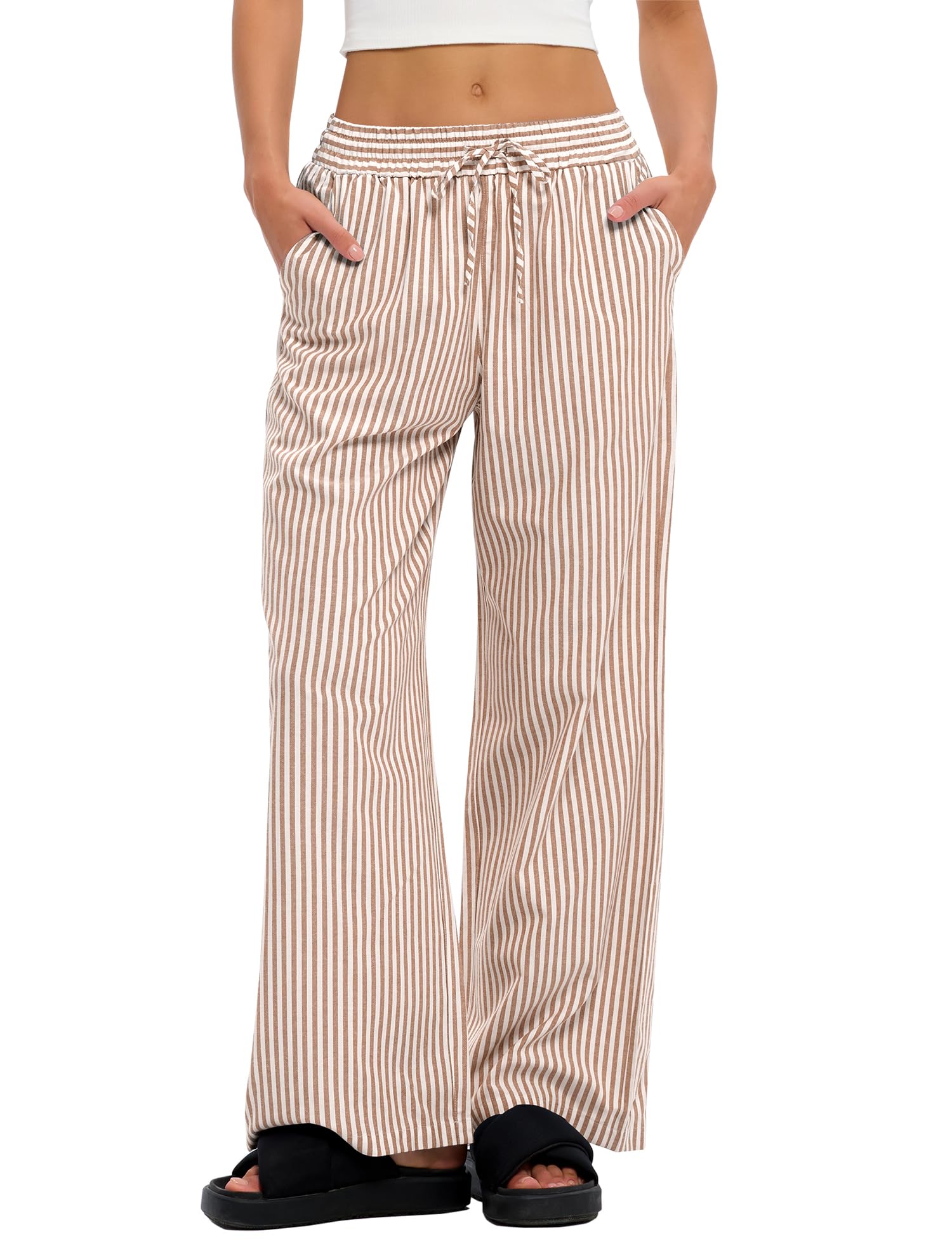 LOMON Striped Gingham Pants Women Summer Fall Pajamas Lounge Boxer Bottoms