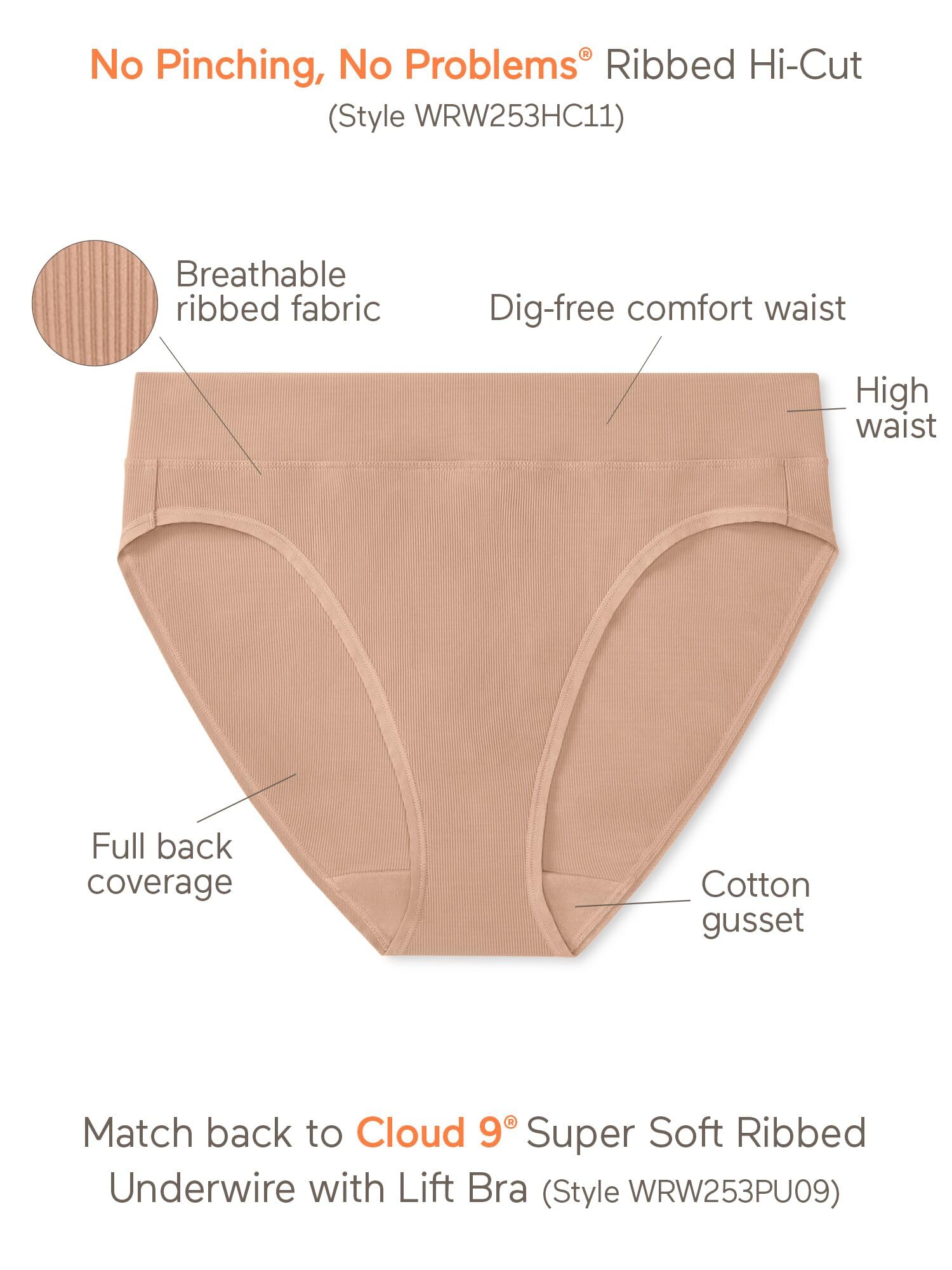 Warner's womens Warners Women'sno Pinching, No Problem Dig-free High Waist Hi-cut Wrw253hc11