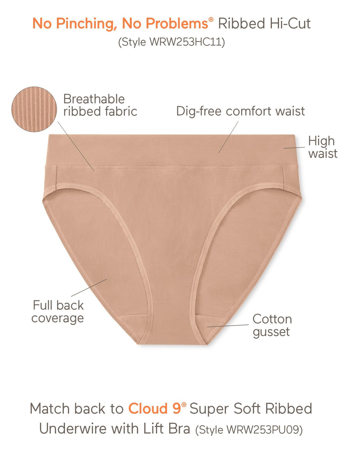 Warner's womens Warners Women'sno Pinching, No Problem Dig-free High Waist Hi-cut Wrw253hc11