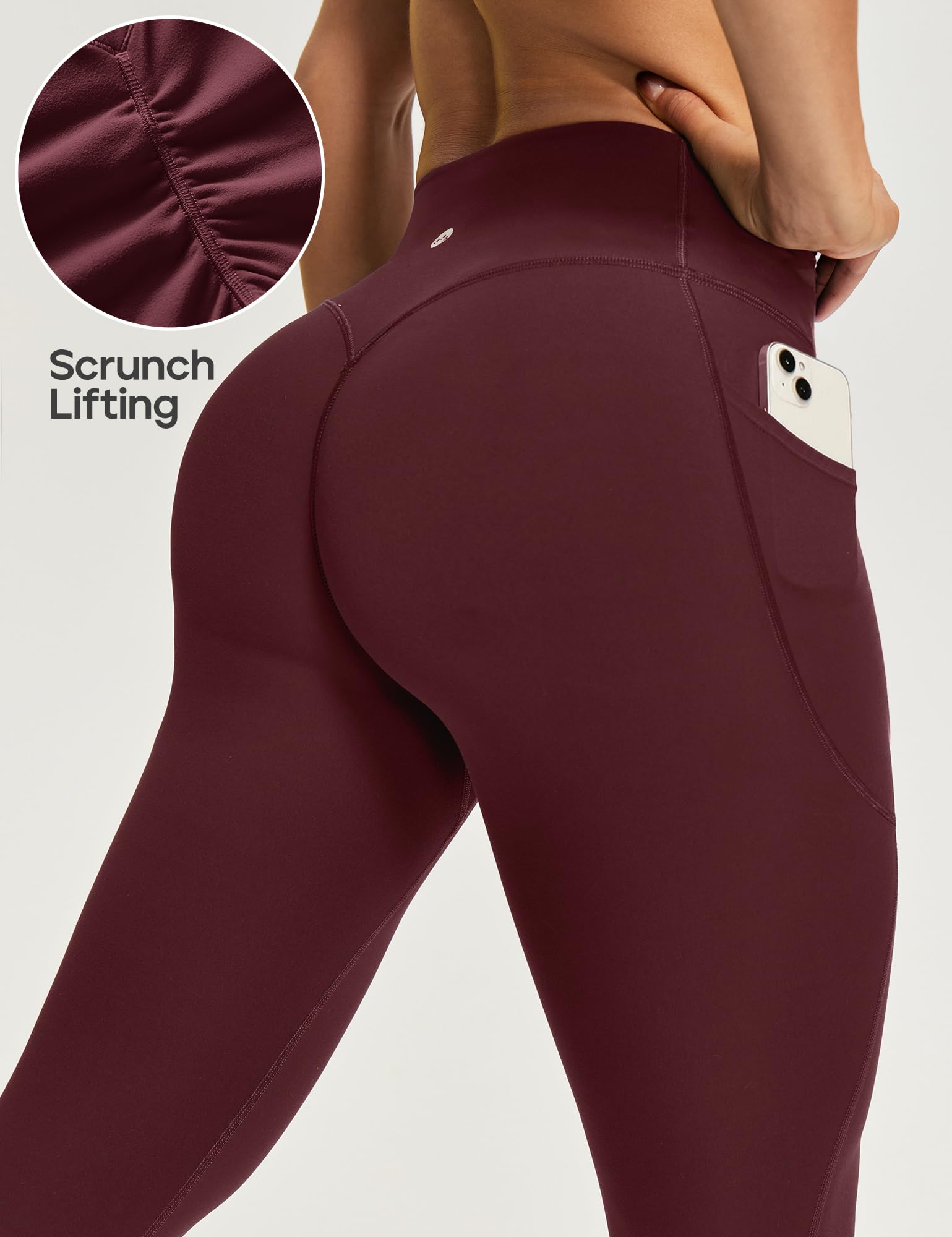 Heathyoga Scrunch Butt Lifting Leggings with Pockets for Women Yoga Pants | 2 Side Pockets, 25 Inches, Buttery Soft Fabric, Non See-through, No Front Seam, Mid Compression, Pilates Outfits, Workout