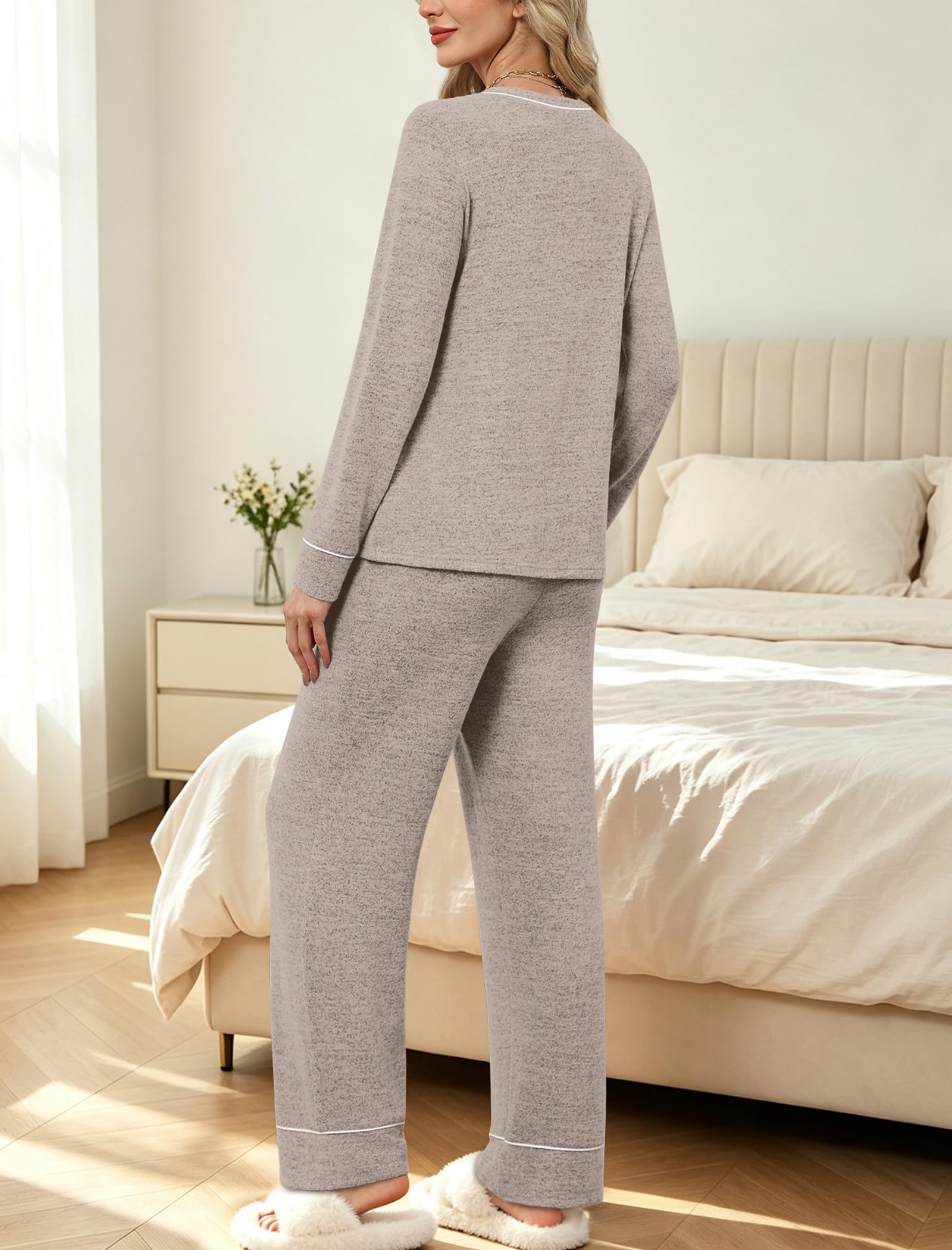 WIHOLL Pajamas for Women Set Soft Pjs Long Sleeve Two Piece Lounge Sets