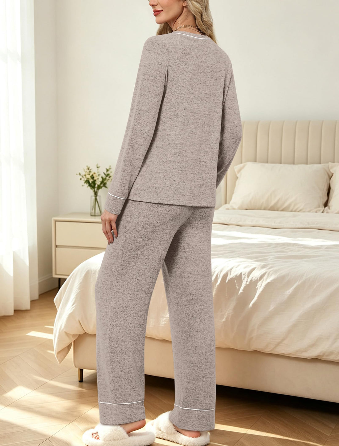 WIHOLL Pajamas for Women Set Soft Pjs Long Sleeve Two Piece Lounge Sets
