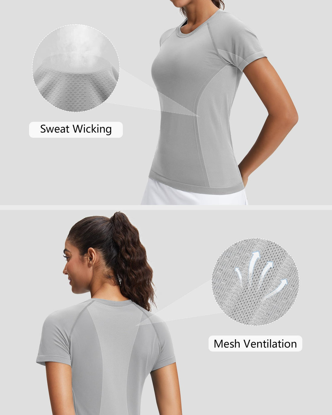 Stelle Womens Workout Tops Short Sleeve Seamless Athletic Shirts Yoga Gym Running T-Shirts