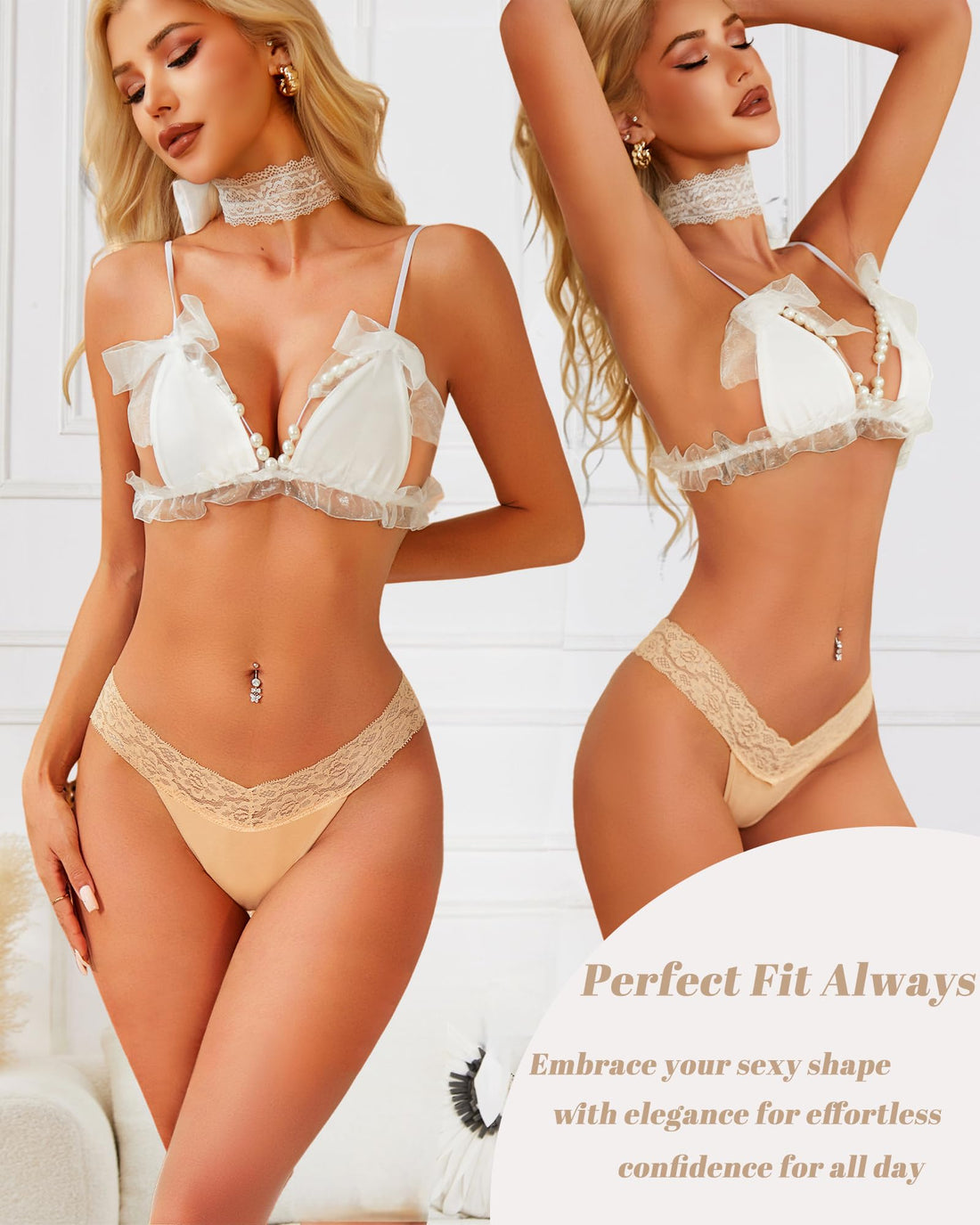 READY TO LOVE Cotton Underwear for Women Lace Sexy Soft Thongs Low Rise T-Back Lingerie Stretchy Ladies Panties