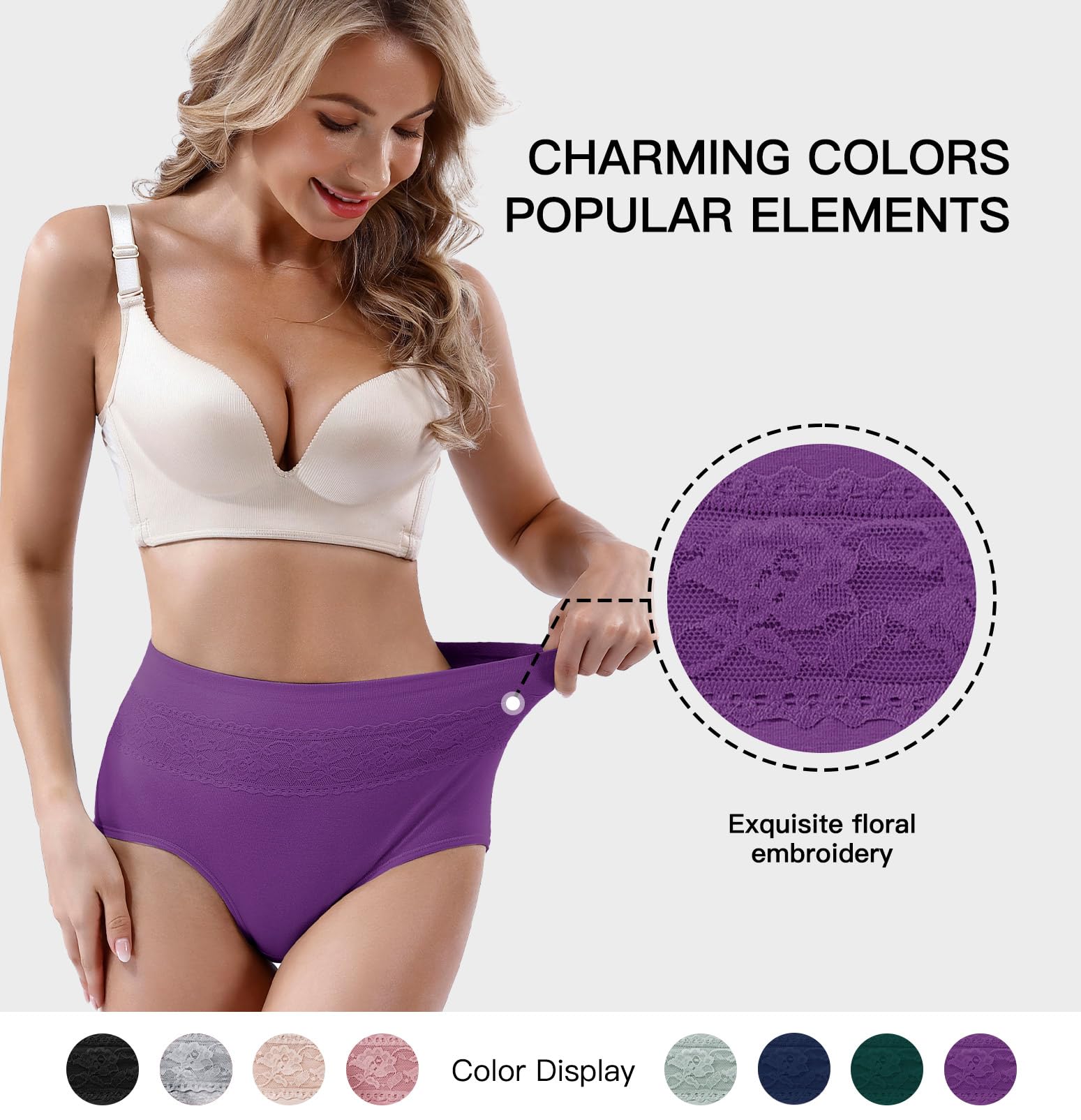 Women's Underwear Cotton Tummy Control High Waisted Underwear Soft Breathable Full Coverage Panties Multipack