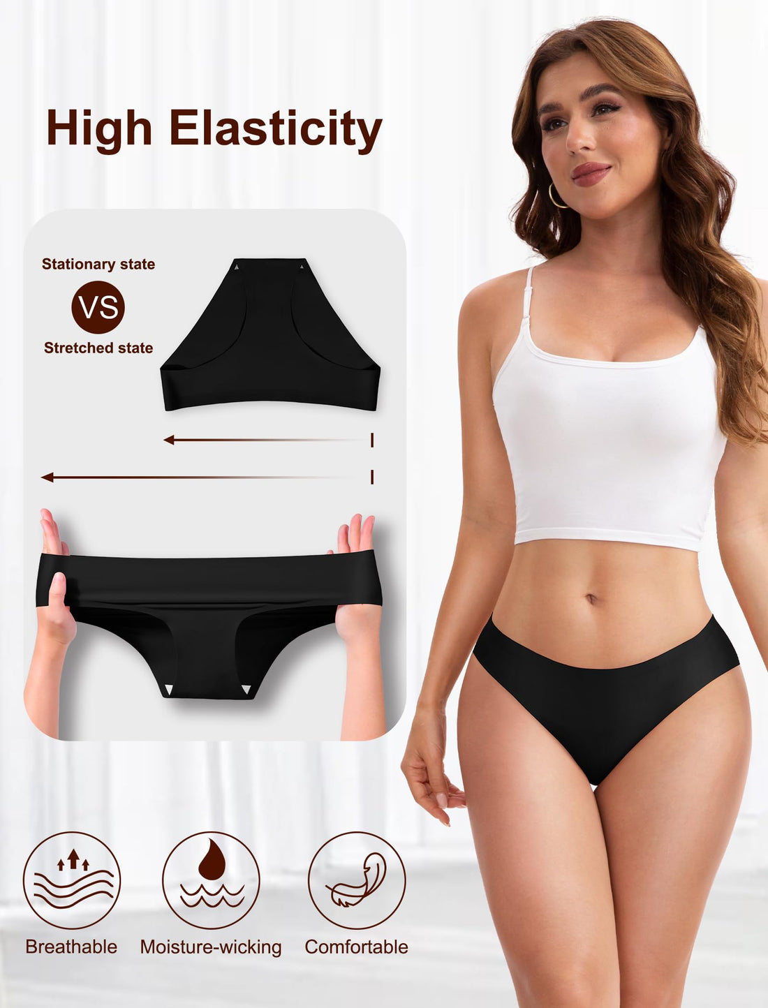 MISSWHO Seamless No Show Womens Underwear Bikini No Show Soft Comfortable Invisibles Briefs Low Rise Hipster Panties 6 Pack