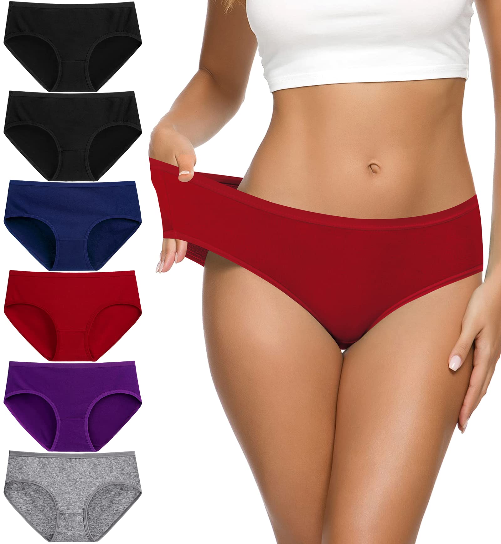 Eiggam Women's Cotton Bikini Panties,High-Cut Full Coverage Stretch Cool Underwear for Women