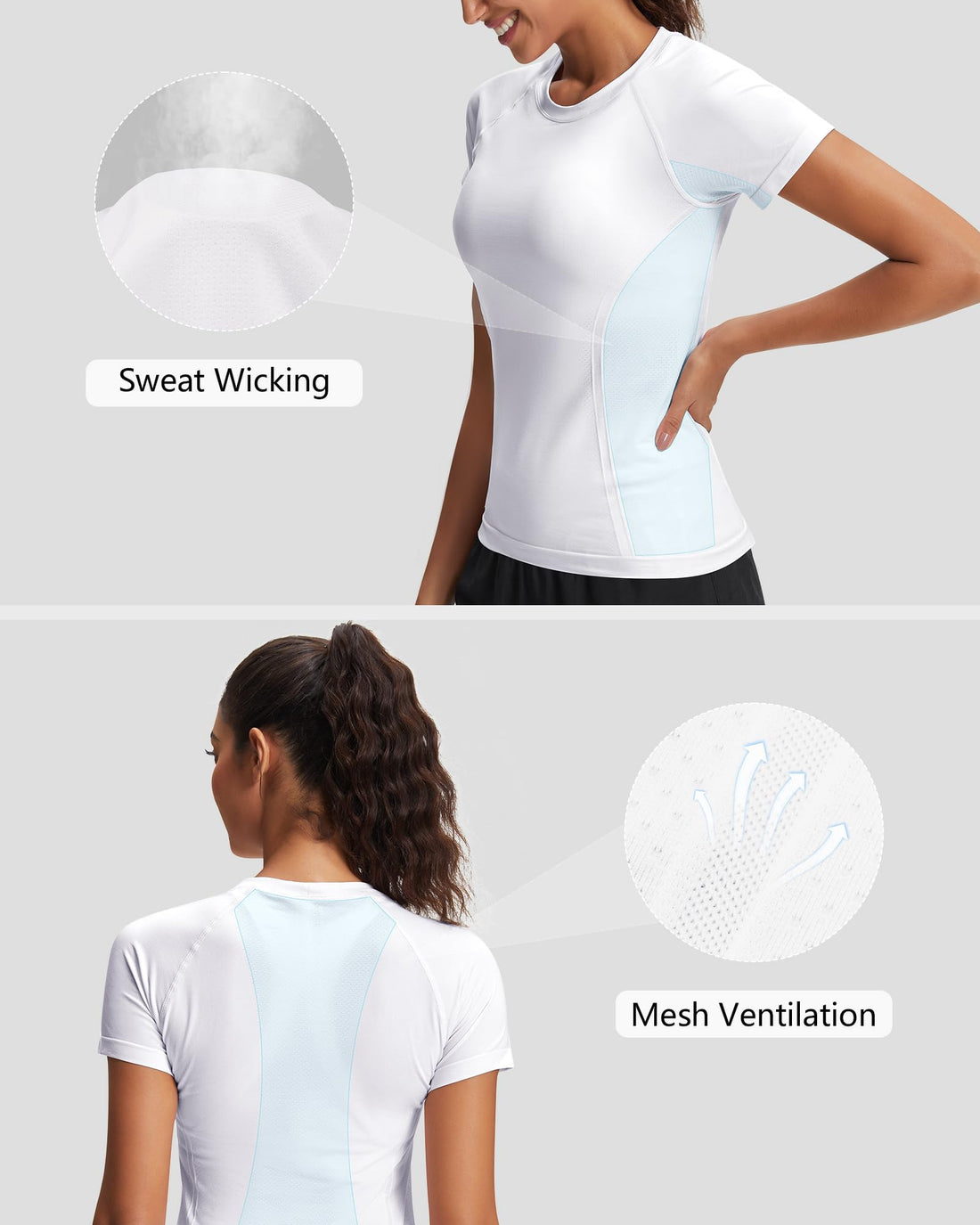 Stelle Womens Workout Tops Short Sleeve Seamless Athletic Shirts Yoga Gym Running T-Shirts