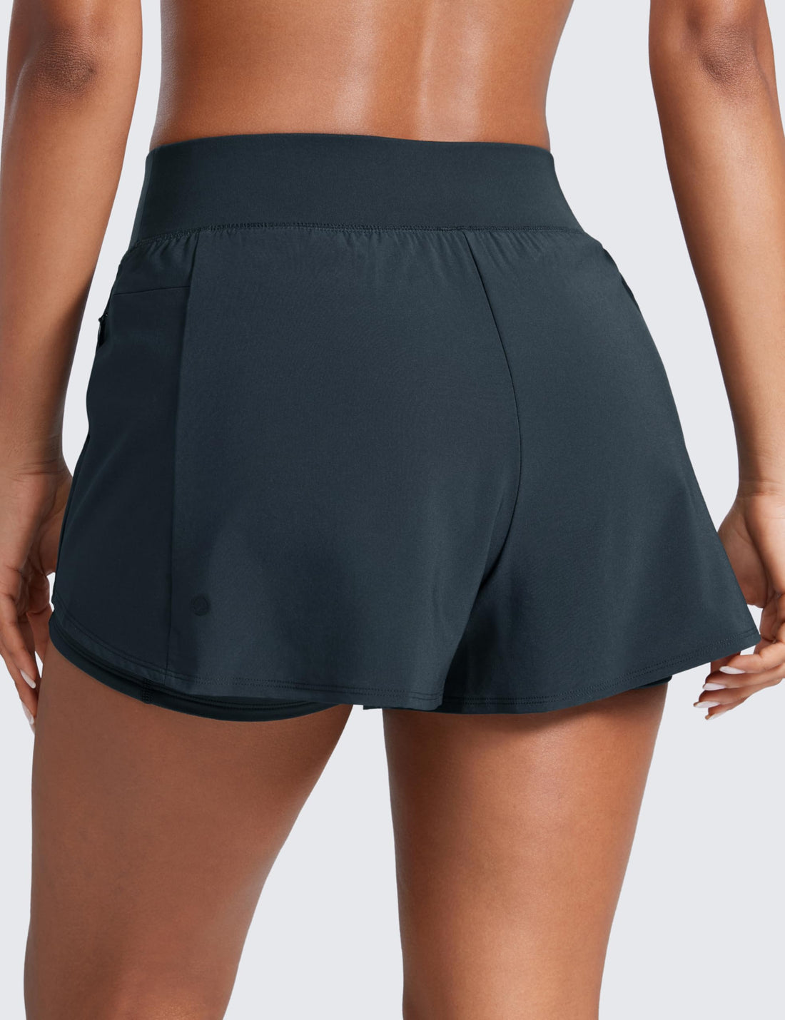 CRZ YOGA 2 in 1 Double Layer Running Shorts 3" | High Waisted, Quick Dry, Lightweight, Zip Pockets, for Women