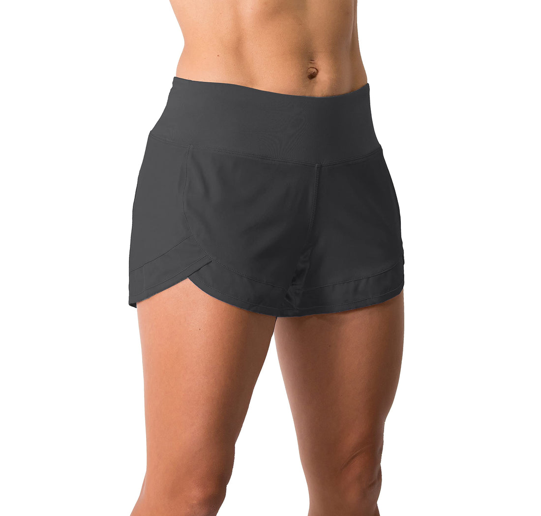 Tough Mode Womens 3" Lightweight Running WOD Volleyball Shorts Workout Mesh Liner Zip Pocket