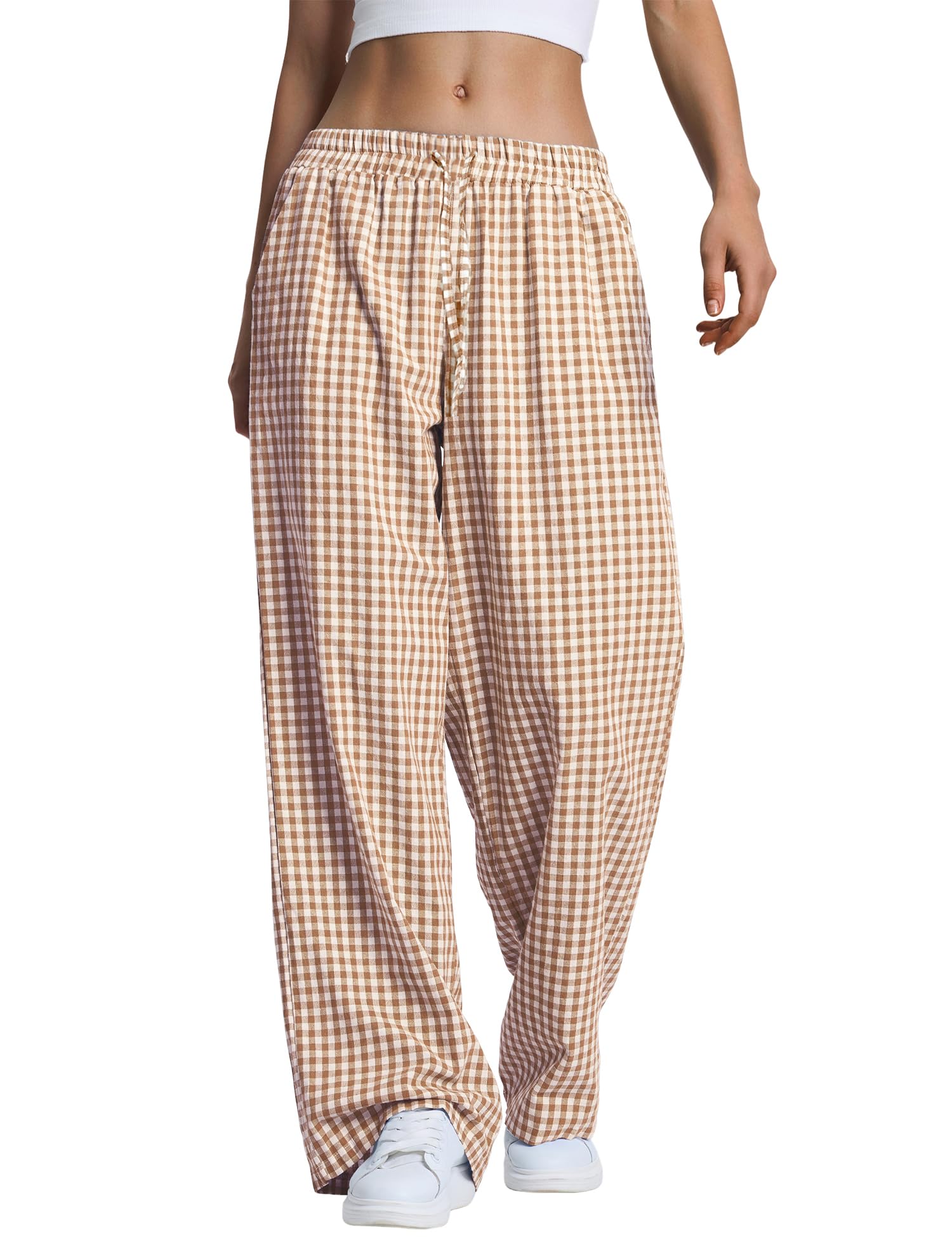 LOMON Striped Gingham Pants Women Summer Fall Pajamas Lounge Boxer Bottoms
