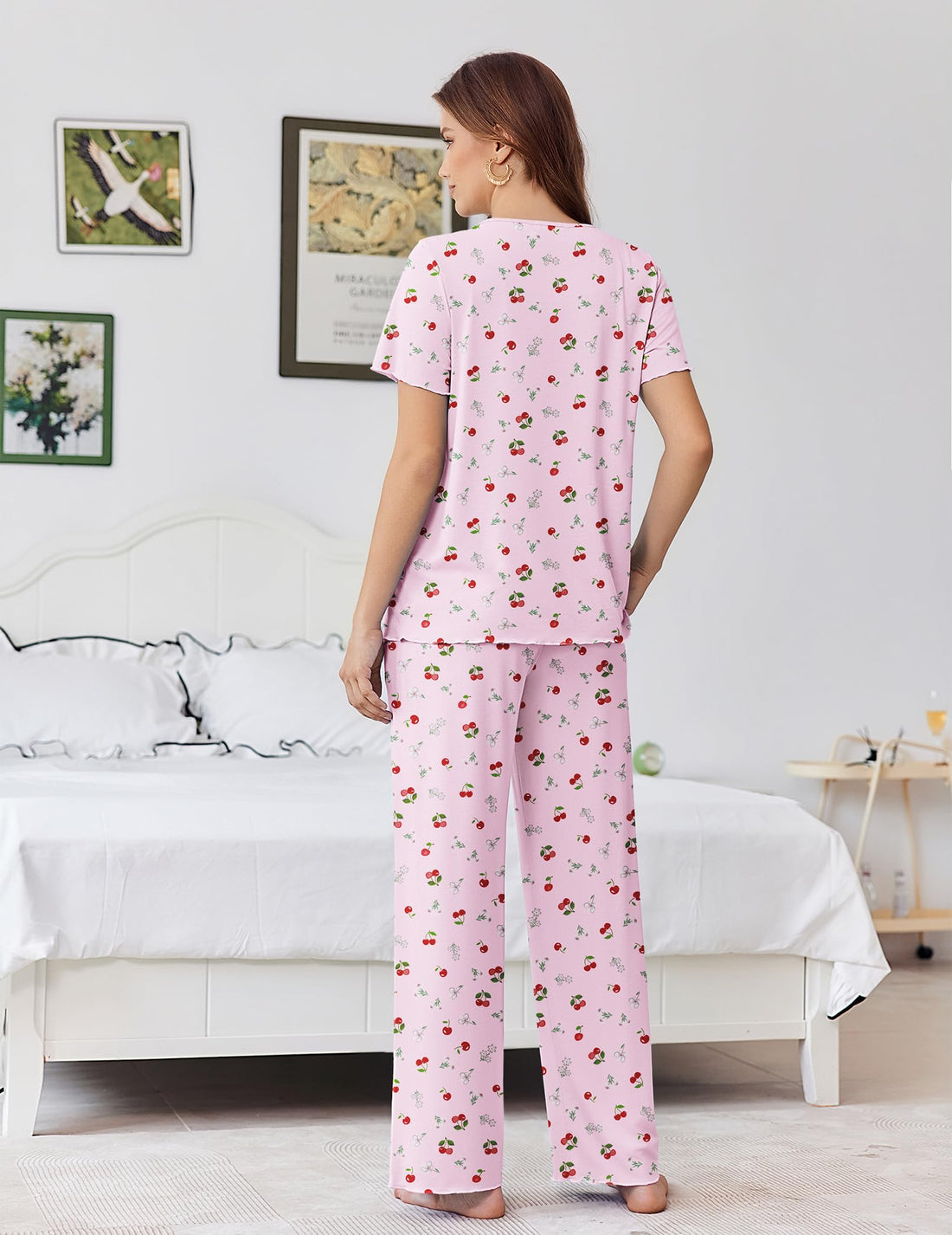 Ekouaer Womens Pajama Sets Viscose from Bamboo Top With Pants Lounge Set