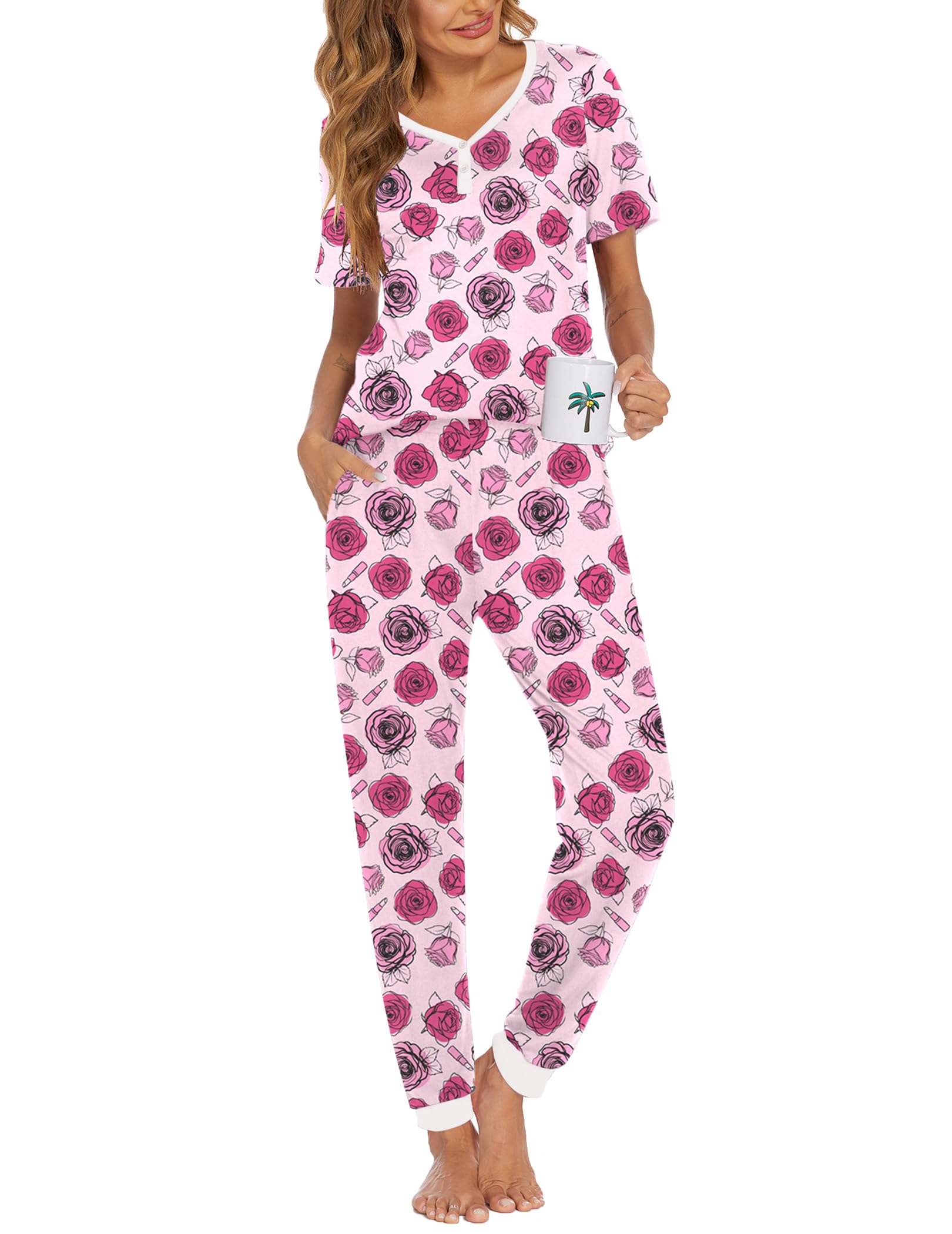 Ekouaer Pajamas for Women Set 2 Piece Fall Sleepwear with Pockets