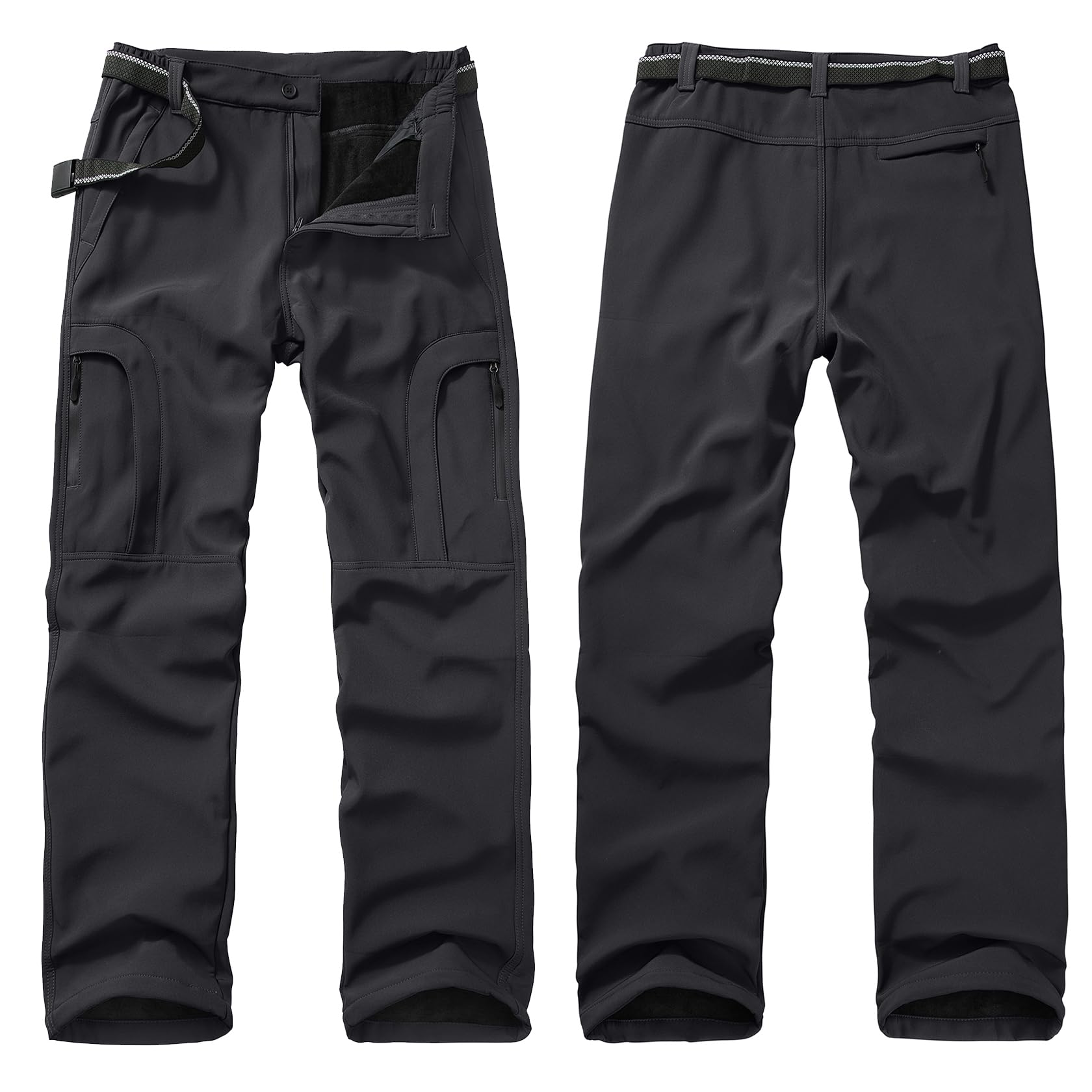 Toomett Men's hiking Snow Pants Skiing Winter Insulated Fleece lined Outdoor Water Repellent camping,walking,fishing