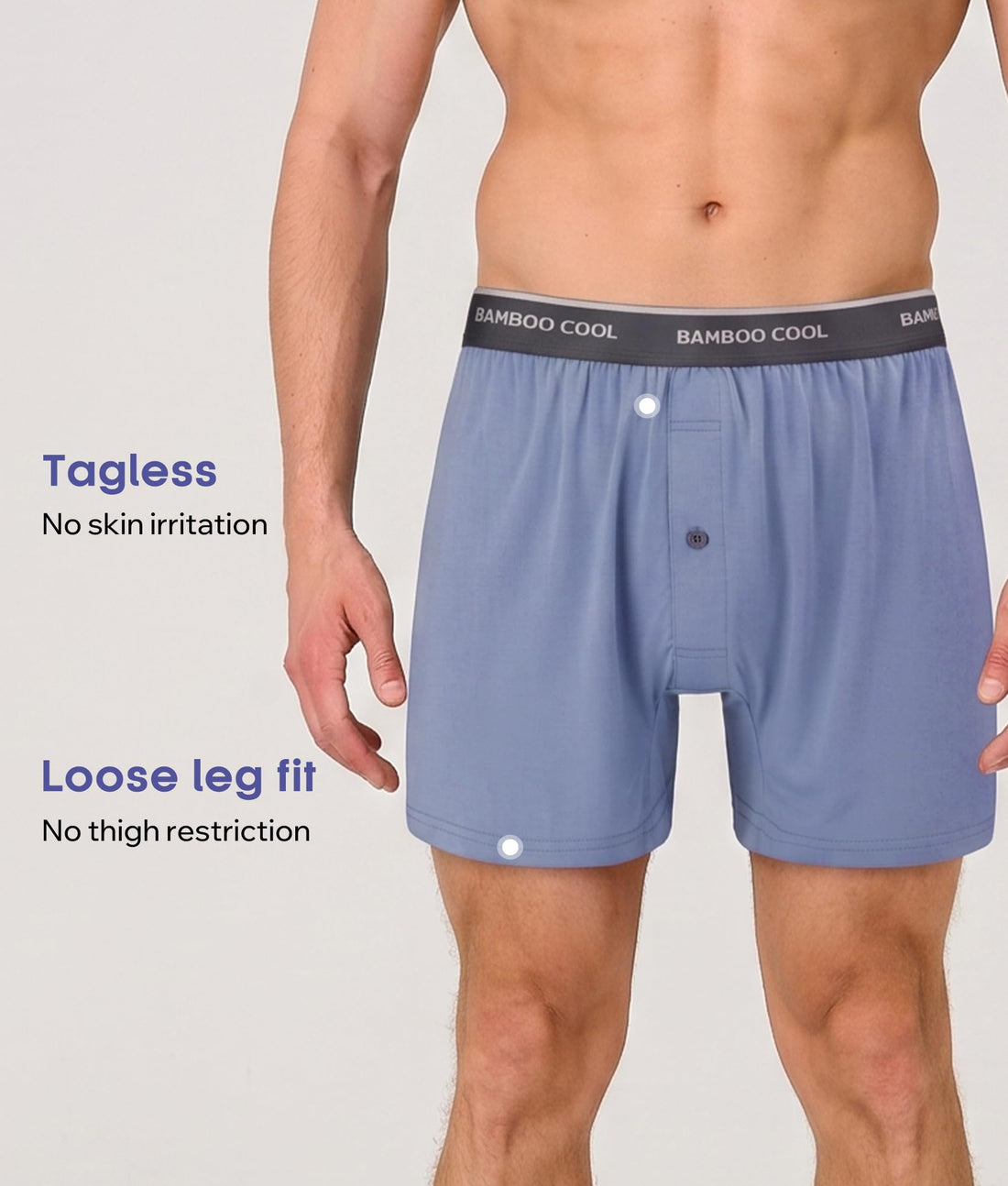 BAMBOO COOL Men's Underwear Boxer Shorts,Breathable knit Boxers,Stretch and Relaxed Fit 4 Pack