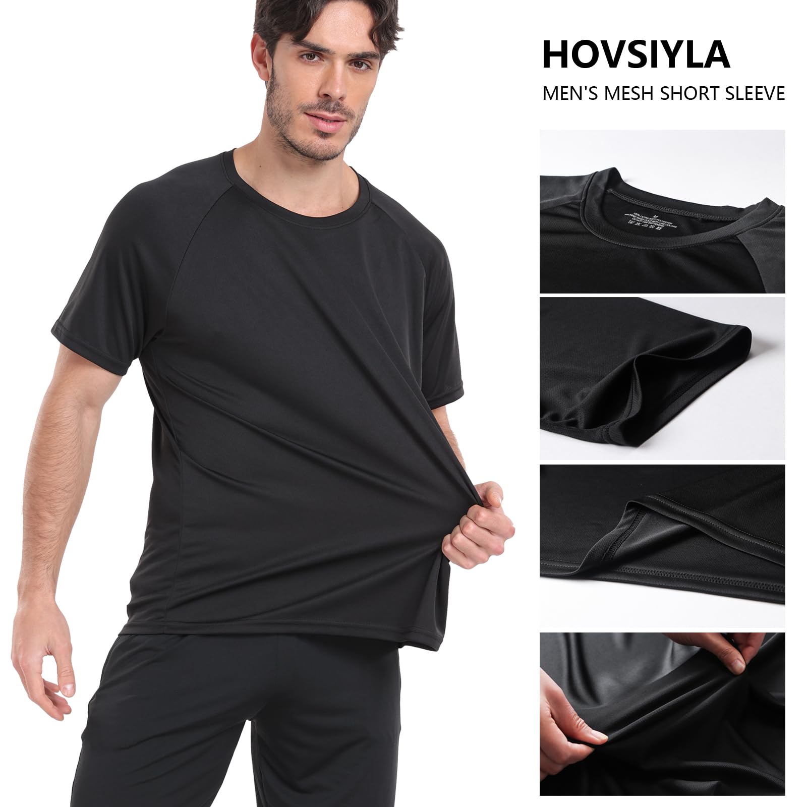 HovSiyla 1/5 Pack Running Shirts Men Sport Tops Dry Fit Gym Wicking Athletic T Shirts Breathable Cool Workout Shirts