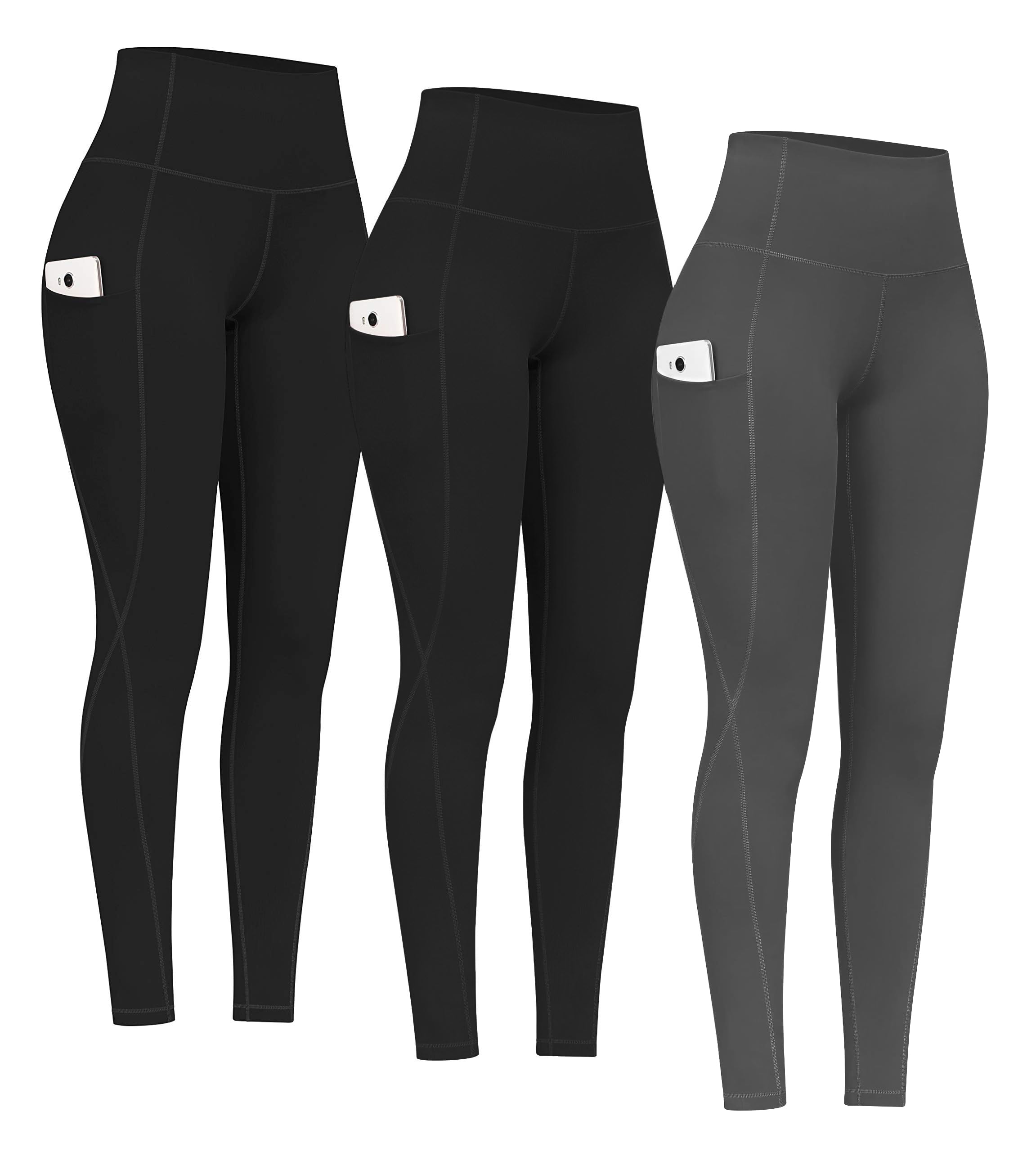 PHISOCKAT 2 Pack High Waist Yoga Pants with Pockets Tummy Control Leggings | Compression Leggings For Women,Non See-Through,4 Way Stretch,Breathable Fabric, Workout Leggings