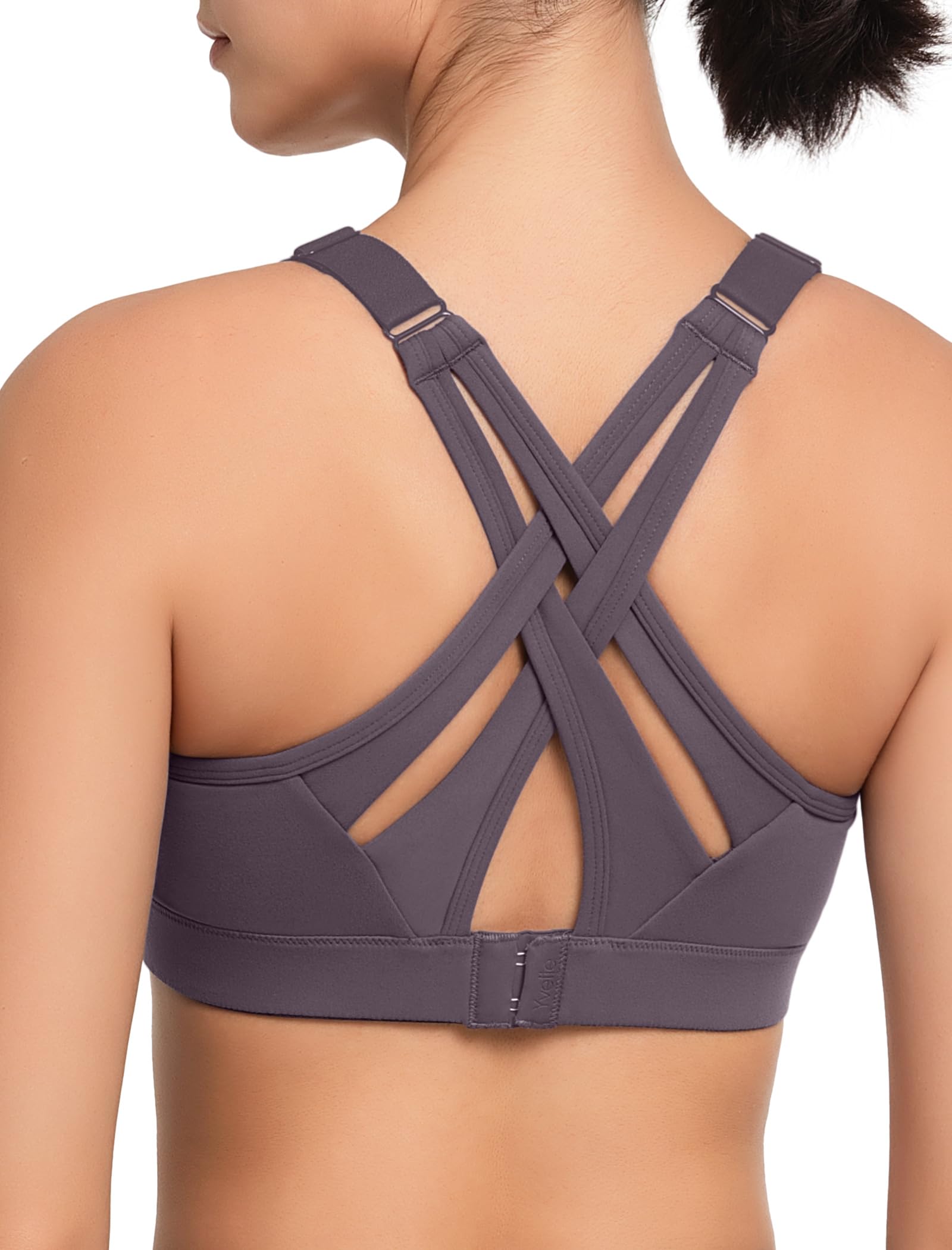 Yvette Criss Cross Adjustable High Impact Running Bra | Pickleball Tennis, Big Bust Plus Size, Adjustable Strap, Wireless Sewn in Pads, No Bounce, Full Coverage, Moisture-Wicking