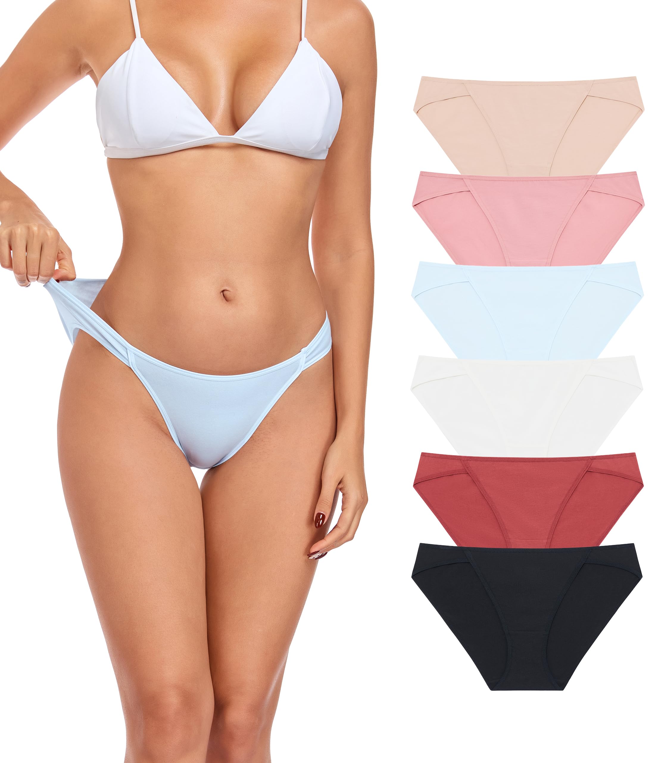 ANLIQI Women's Cotton Modal Ployamide Bikini Panties, Soft Moisture Wicking Hipster Briefs Undies for Ladies Multi-Pack