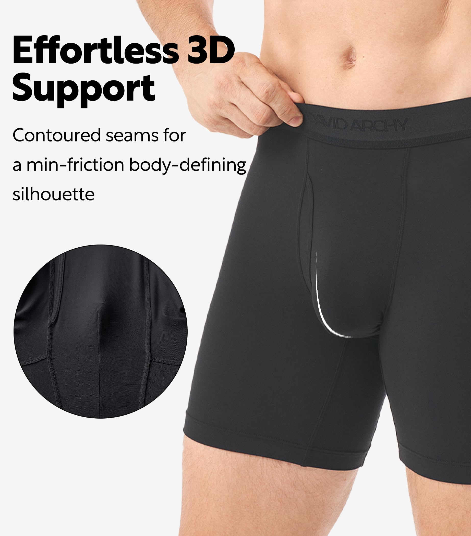 DAVID ARCHY Mens Underwear Breathable Silky Soft Modal Boxer Briefs for Men Pack 4, Wide Waistband No Ride Up