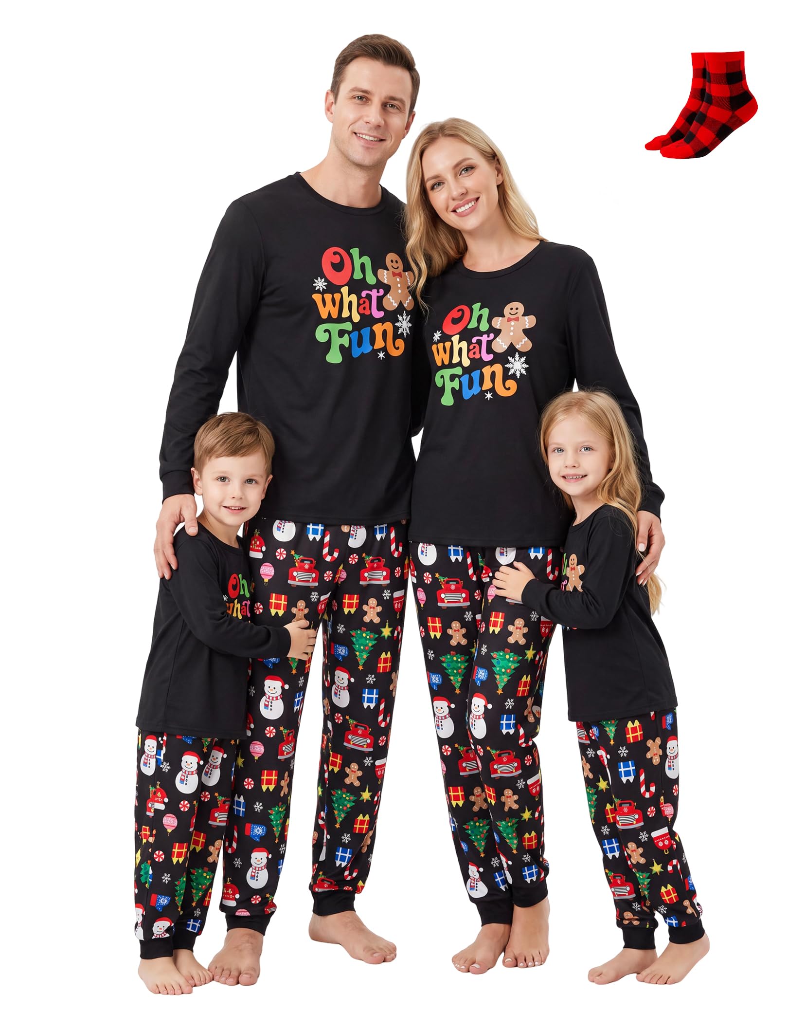PATPAT Family Christmas Pajamas Matching Sets Gingerbread PJs with Socks