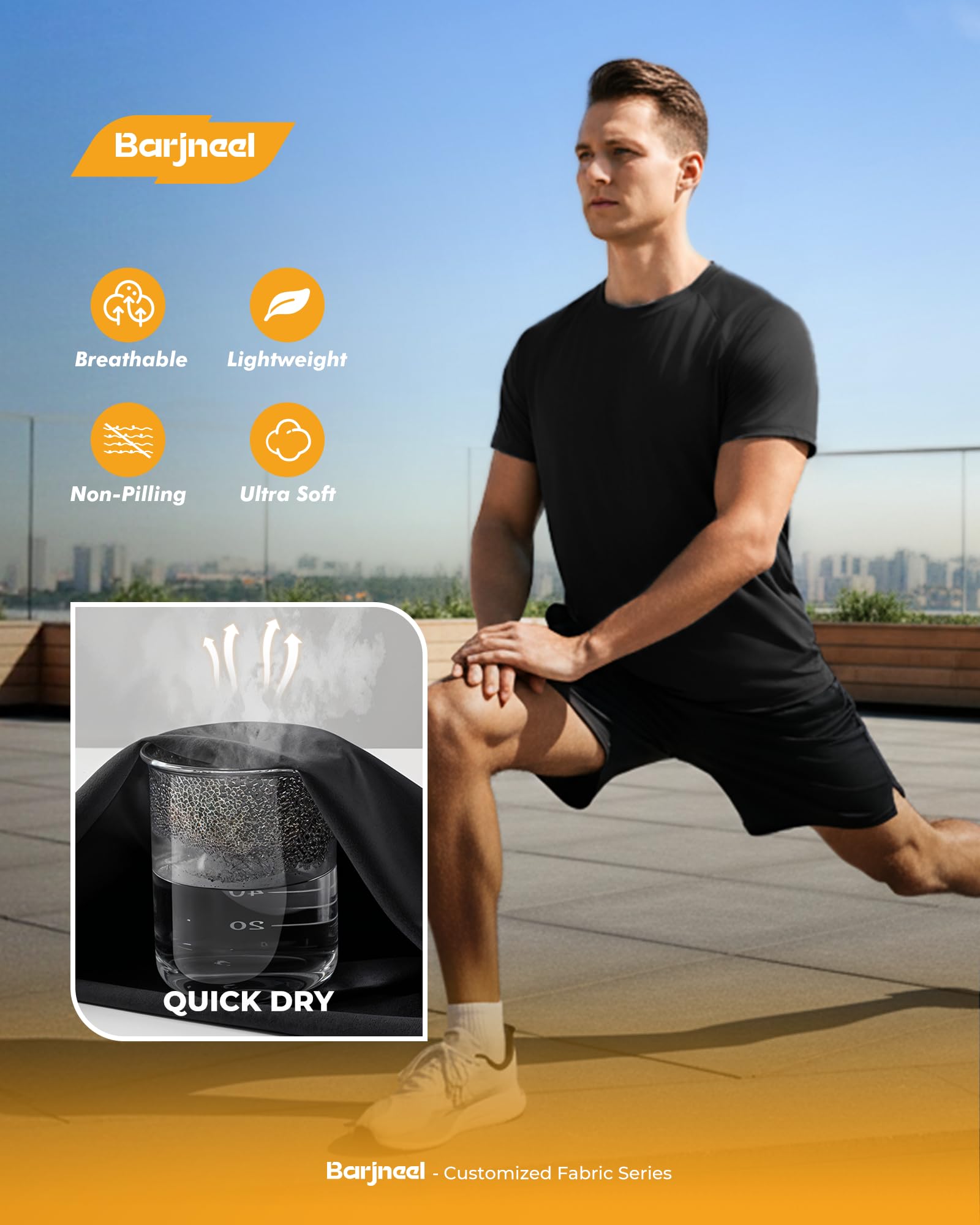 2 Pack Workout Shirts for Men - Casual Quick Dry Men's T-Shirts for Gym | Black Moisture Wicking Crew Neck Cooling Summer Short Sleeve Tees for Running Athletic