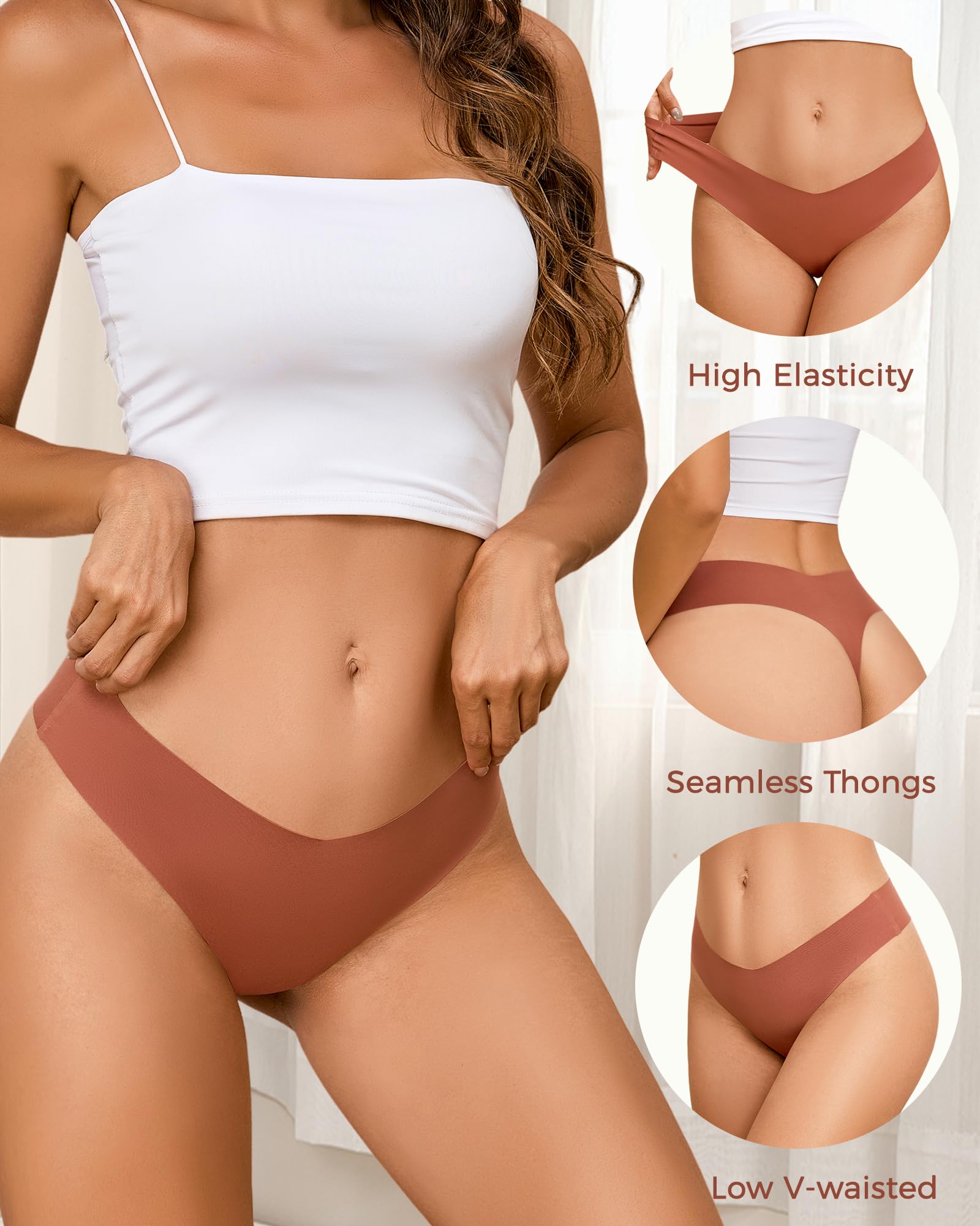 Take Talk Underwear Womens 9 Pack Seamless Thongs No Show Workout Panties | V-waisted Invisible Sexy Tangas,Lingerie for Women,for Workout Sets for Women,for Fitness Clothing,for Gym,Yoga,Running