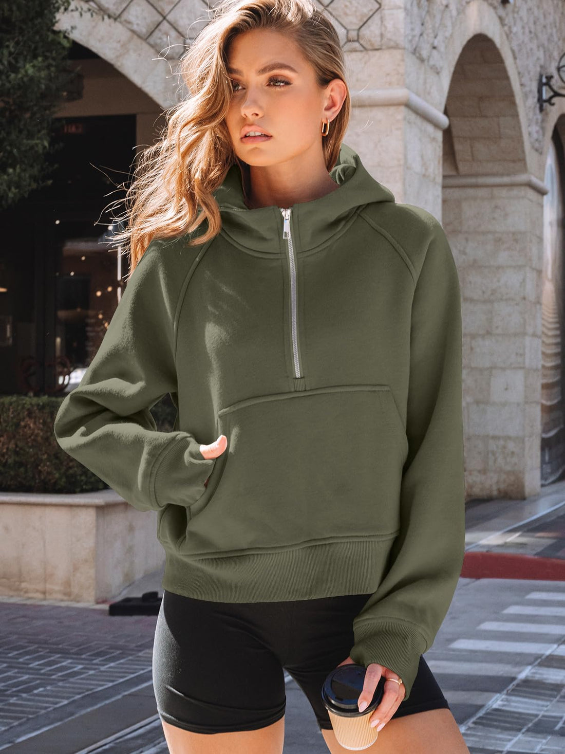 AUTOMET Womens Hoodies Half Zip Up Casual Comfort Fall Clothes 2026 | Fleece lined, hooded, jackets with pockets, travel airport Outfits, y2k sweatshirts, cute loung wear, winter sweaters