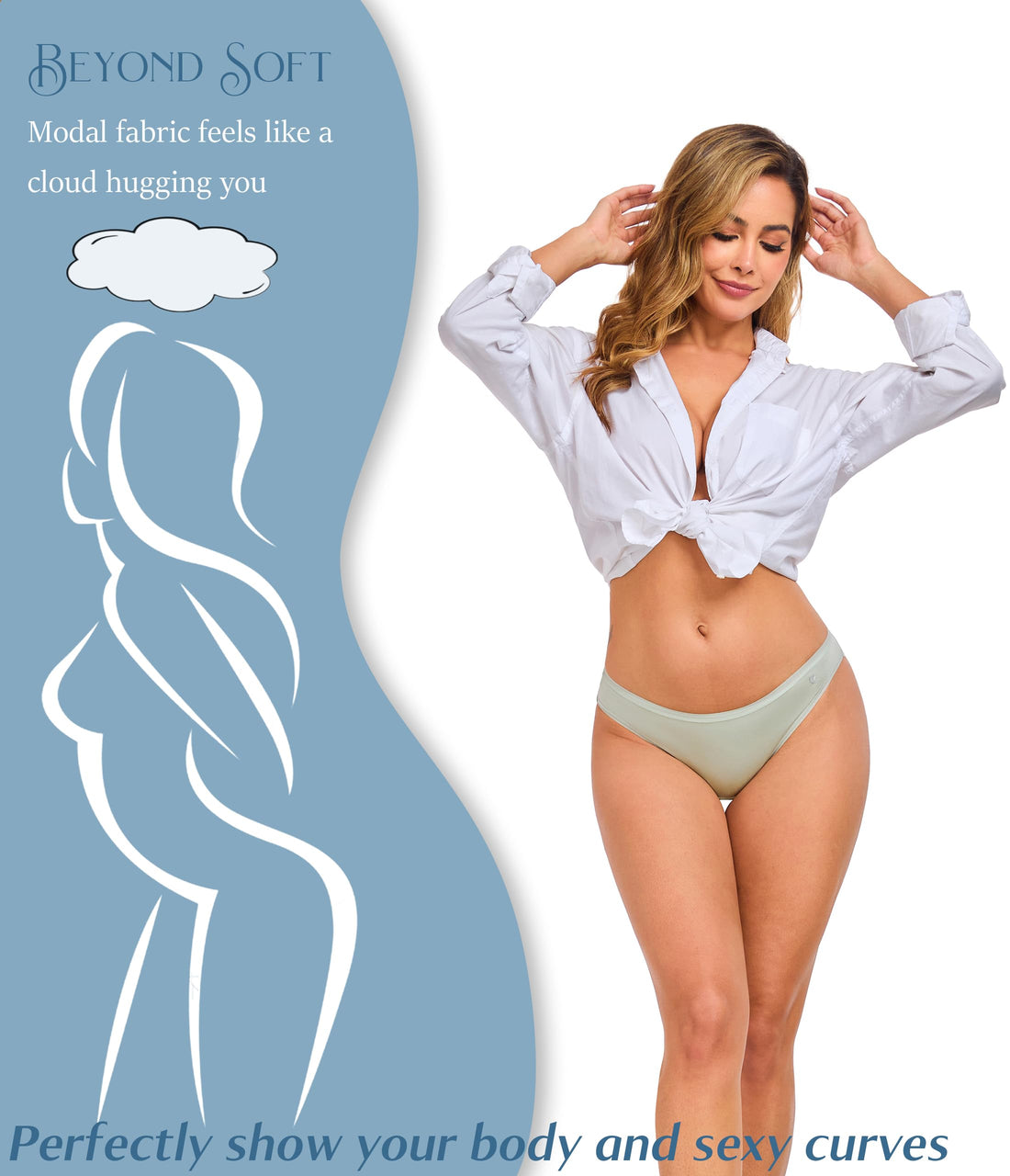 ANLIQI Modal Underwear Women Supersoft Bikini Panties for Women Pack Hi Cut Hipster Breathable Comfy Stretchy Ladies Undies