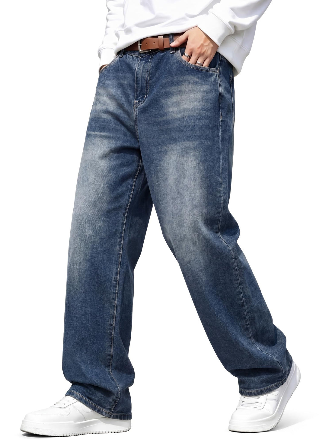 JMIERR Men's Tapered Baggy Jeans - Loose Fit Wide Leg Denim Pants | Vintage Relaxed Loose Fit, Stretch, Wide Leg, Skater Streetwear, 5 Pockets, Casual Carpenter Jean, Hip Hop,Loose Fit,Outfit