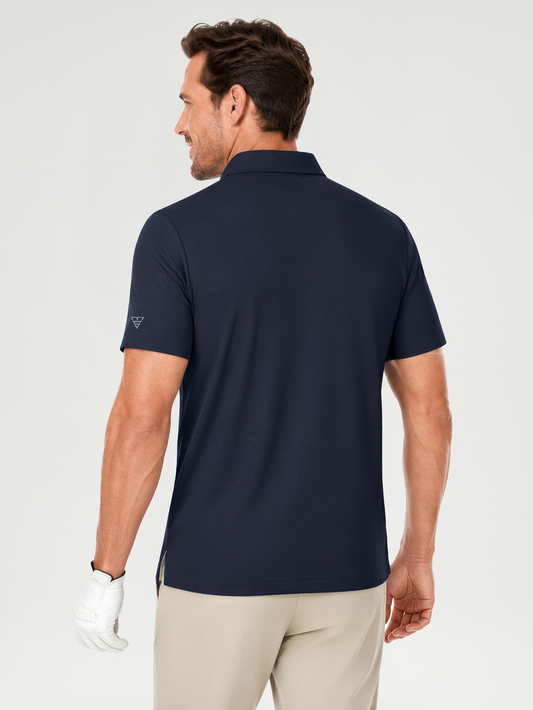 Mens Polo Shirts Short Sleeve Jacquard Casual Nylon Blend Solid Stylish Dry Fit Performance Collared Golf Polo Shirts for Men