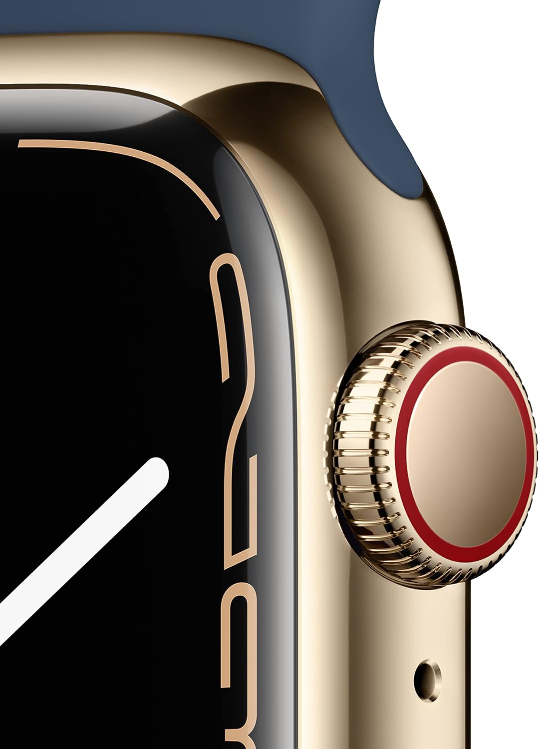 Apple Watch Series 7 [GPS + Cellular 41mm] Smart Watch w/ Gold Stainless Steel Case with Abyss Blue Sport Band (Renewed)