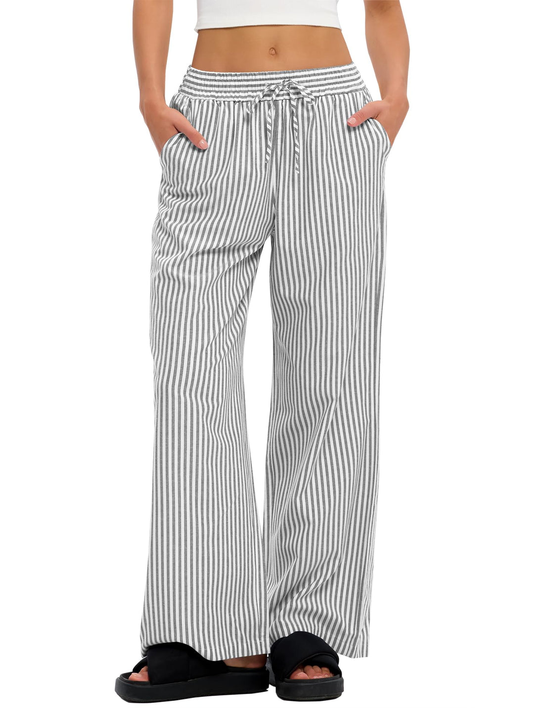 LOMON Striped Gingham Pants Women Summer Fall Pajamas Lounge Boxer Bottoms
