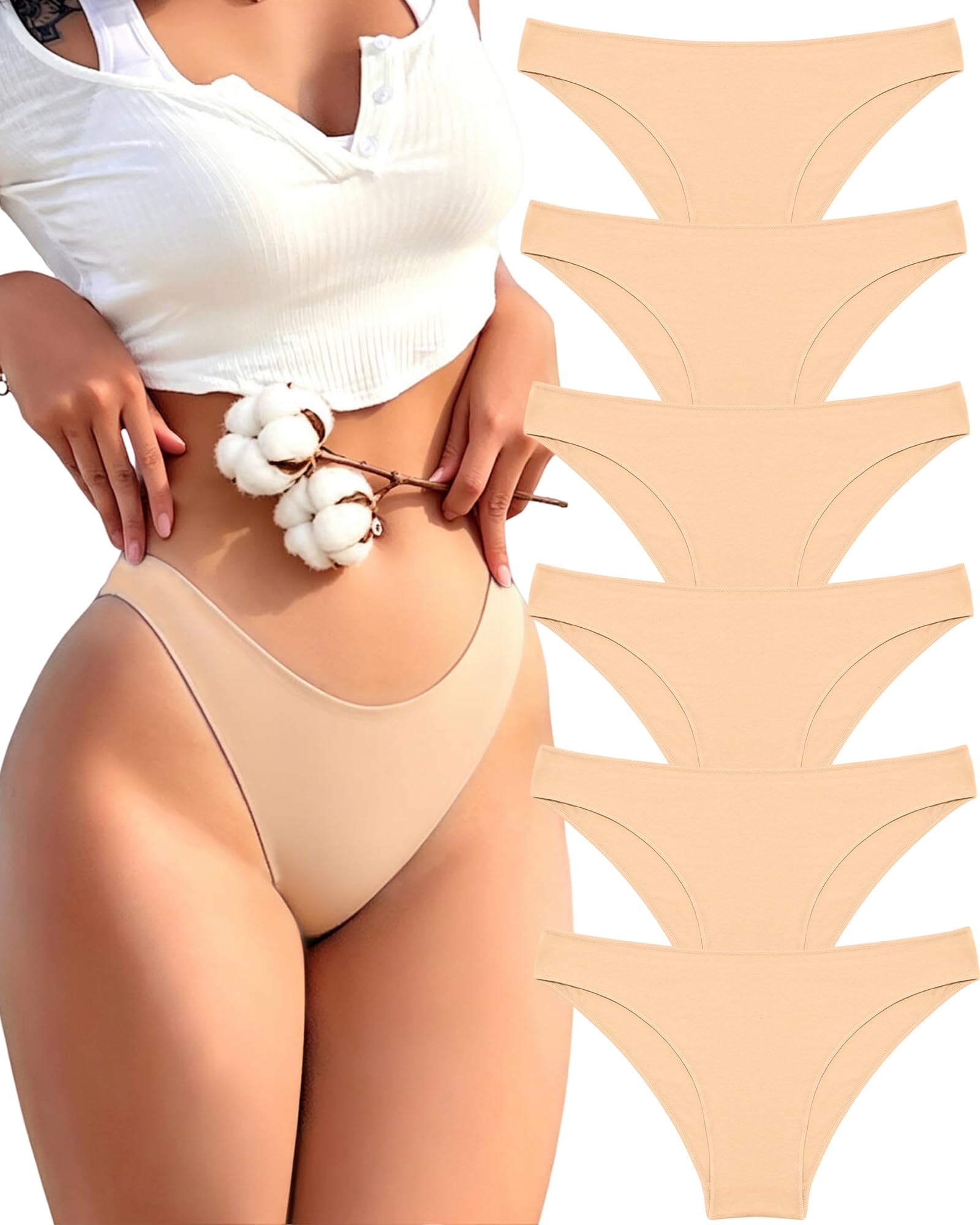 FINETOO Cotton Underwear for Women Sexy Cheeky Bikini Panties Lingerie
