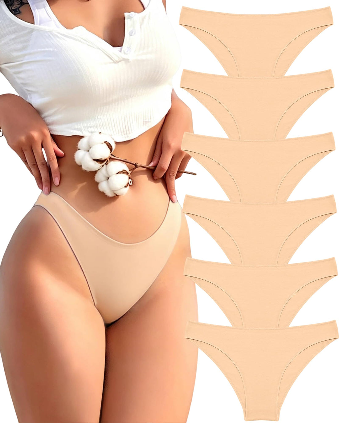 FINETOO Cotton Underwear for Women Sexy Cheeky Bikini Panties Lingerie