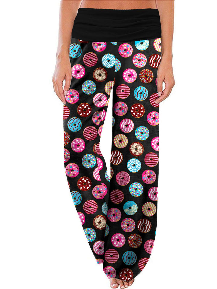 Gracyoga Womens Comfy Pajama Pants Wide Leg Lounge Fold Over Pants Bottoms
