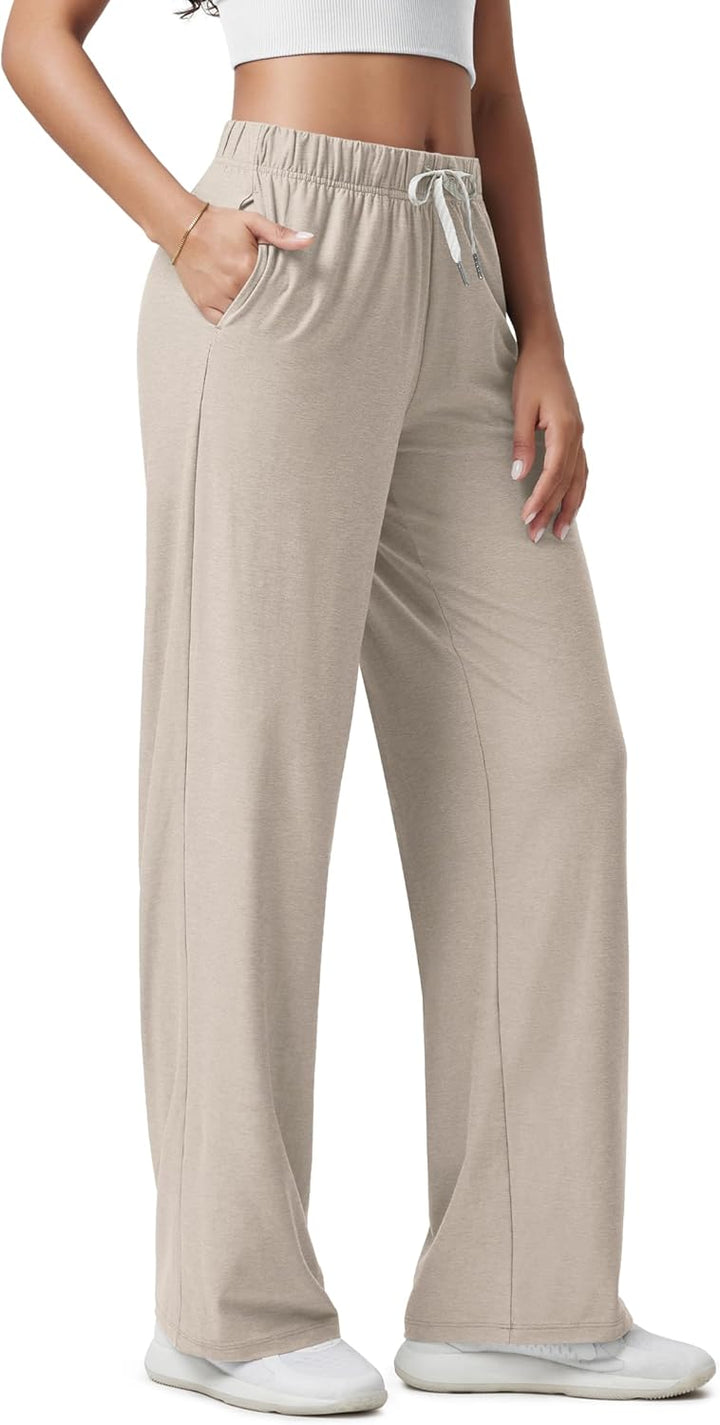 ODODOS Women's Straight Leg Pants Ultra Soft odSTRATUM Tech Relaxed Casual Pajama Lounge Pants with Pockets-27/29/31 Inseam