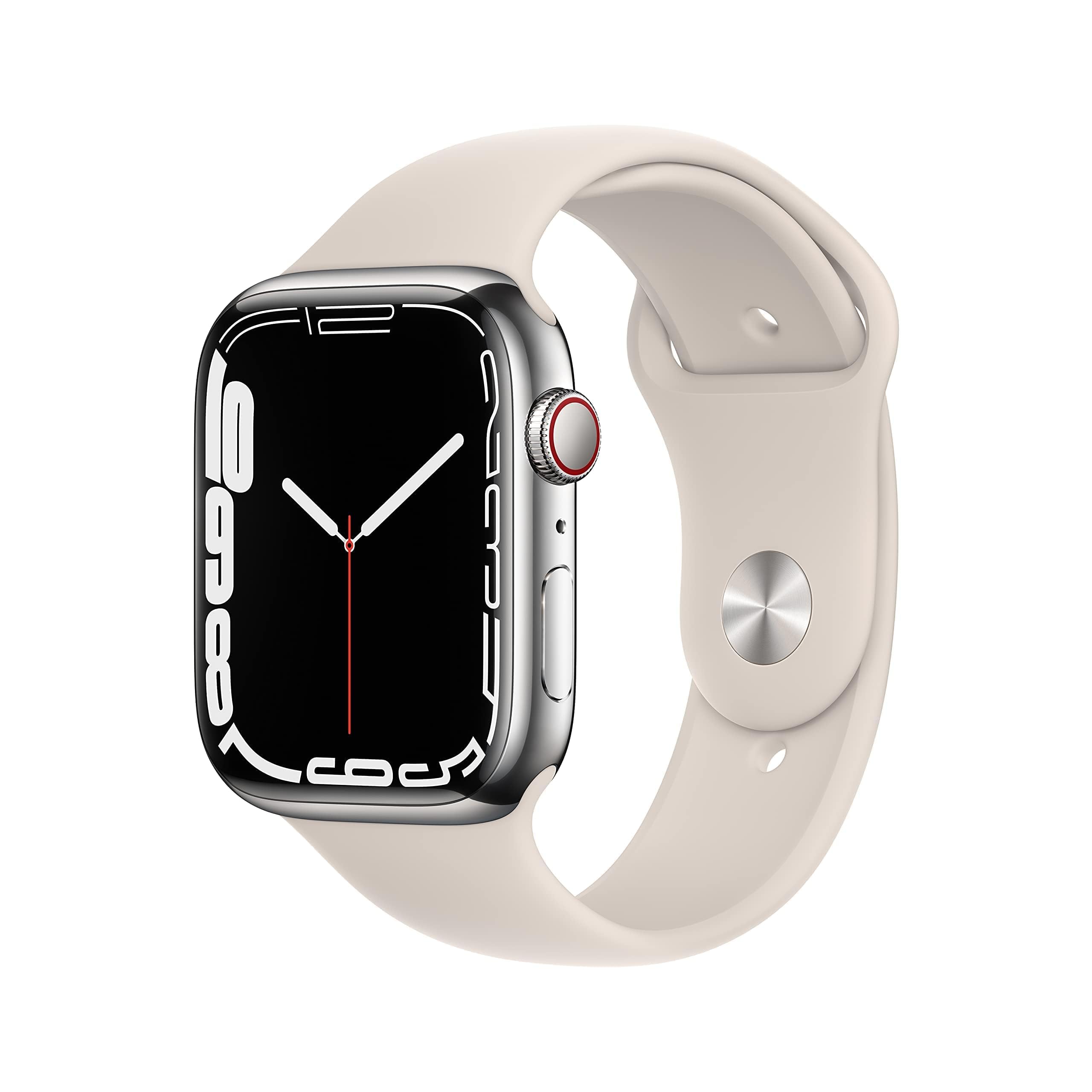 Apple Watch Series 7 (GPS, 41mm) Starlight Aluminum Case with Starlight Sport Band, Regular (Renewed)