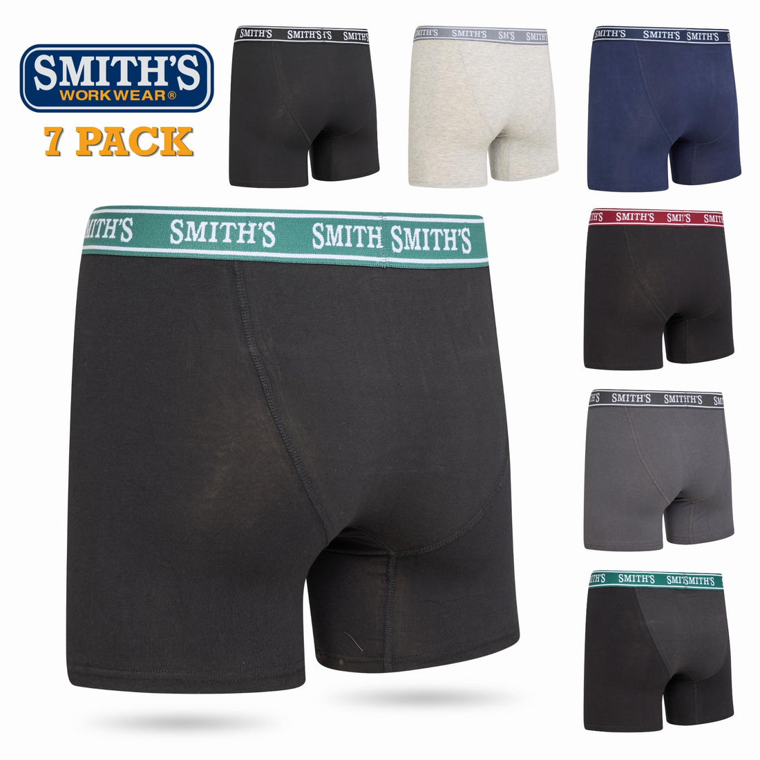 Smiths Mens Underwear 7 Pack Mens Boxer Briefs for Men Soft Cotton Stretch