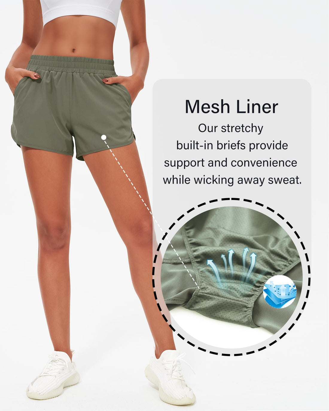 Stelle Womens 3" Running Shorts Mesh Liner High Waisted Workout Shorts Quick Dry Dolphin Athletic Shorts with Pockets