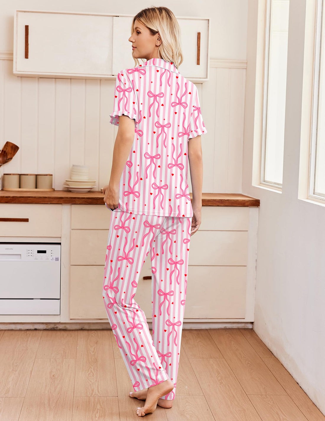 Ekouaer Pajamas for Women Set Button Up Soft Pjs Short Sleeve Lounge Sets