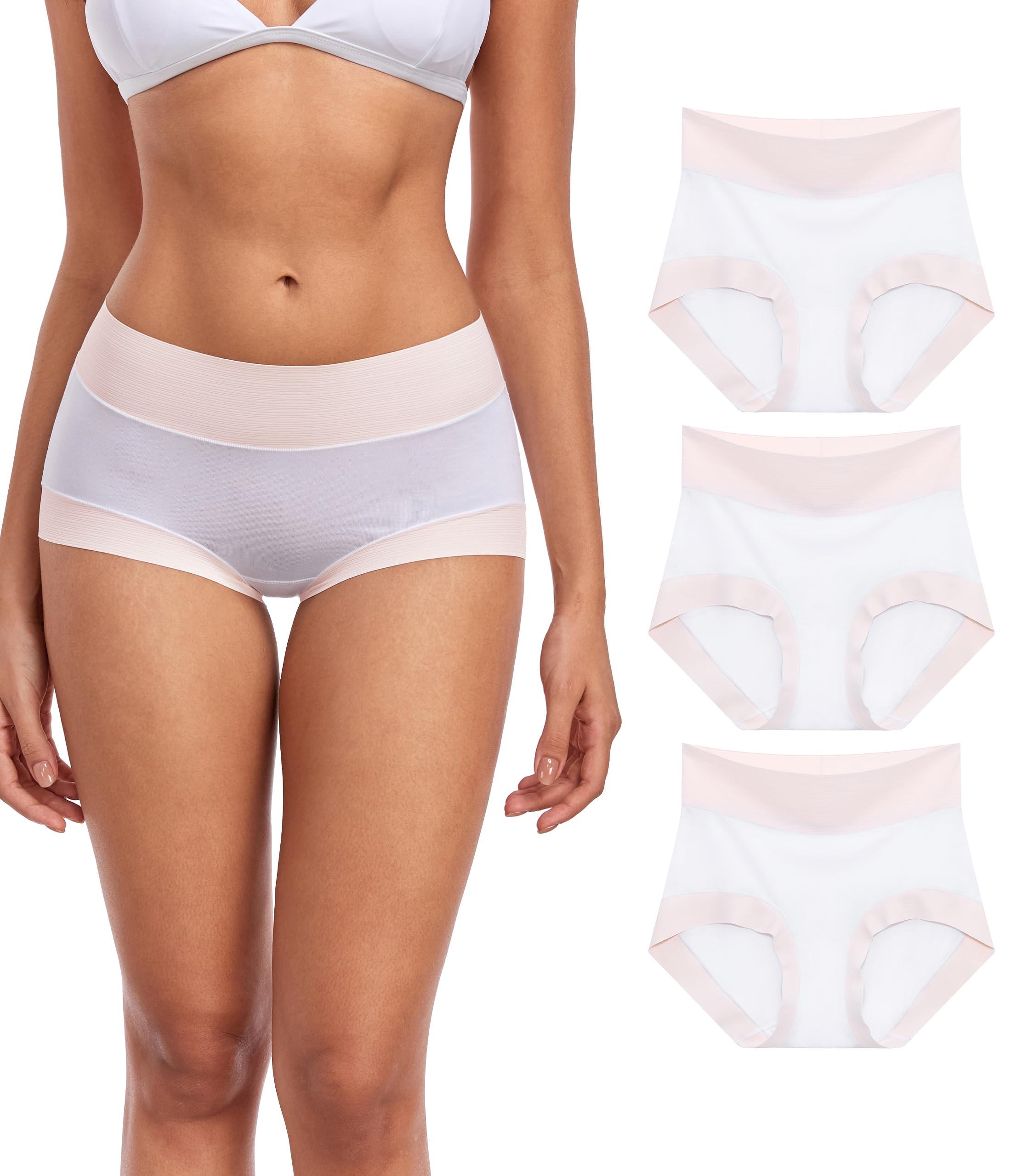 ANLIQI Women's Modal High Waisted Briefs,Soft Breathable Full Coverage Underwear Pack Moisture Wicking Ladies Panties