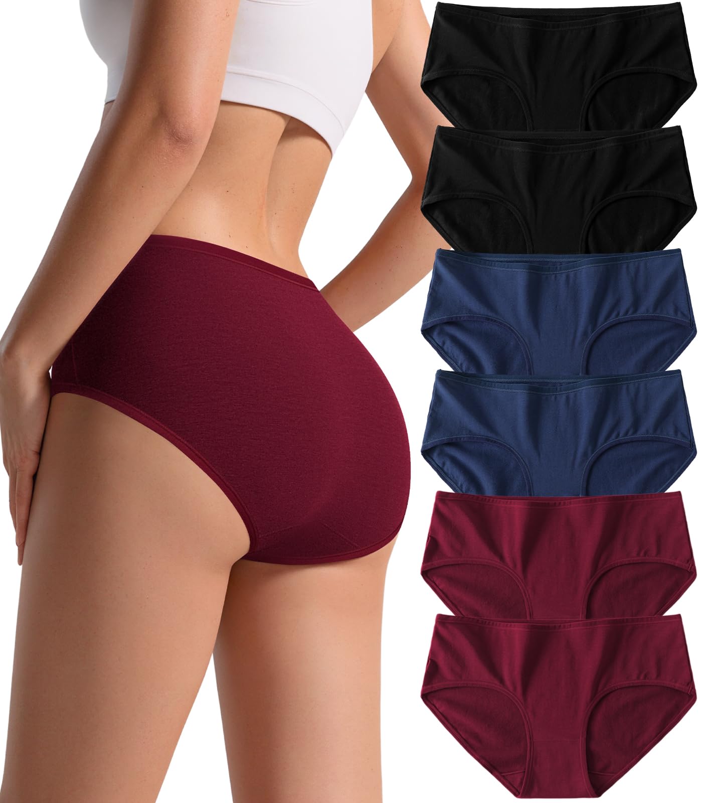 Cotton Hipster Panties Women: 6-Pack Soft Full Coverage Mid Rise Underwear for Everyday Comfort
