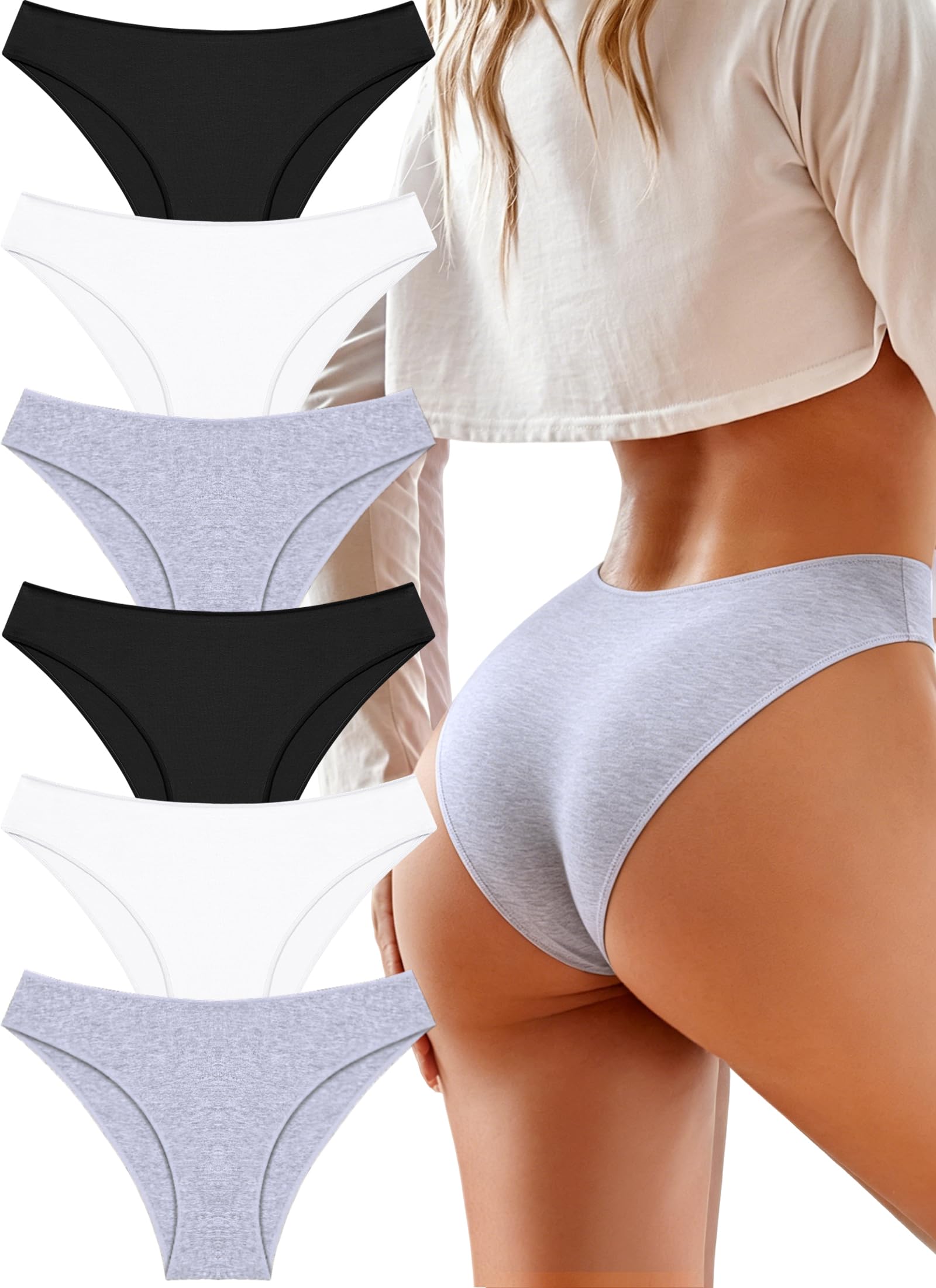 UNDER THE SEA Cotton Underwear for Women 6 Pack Sexy Bikini High Cut Breathable Cheeky Panties Underwear Womens Lingerie