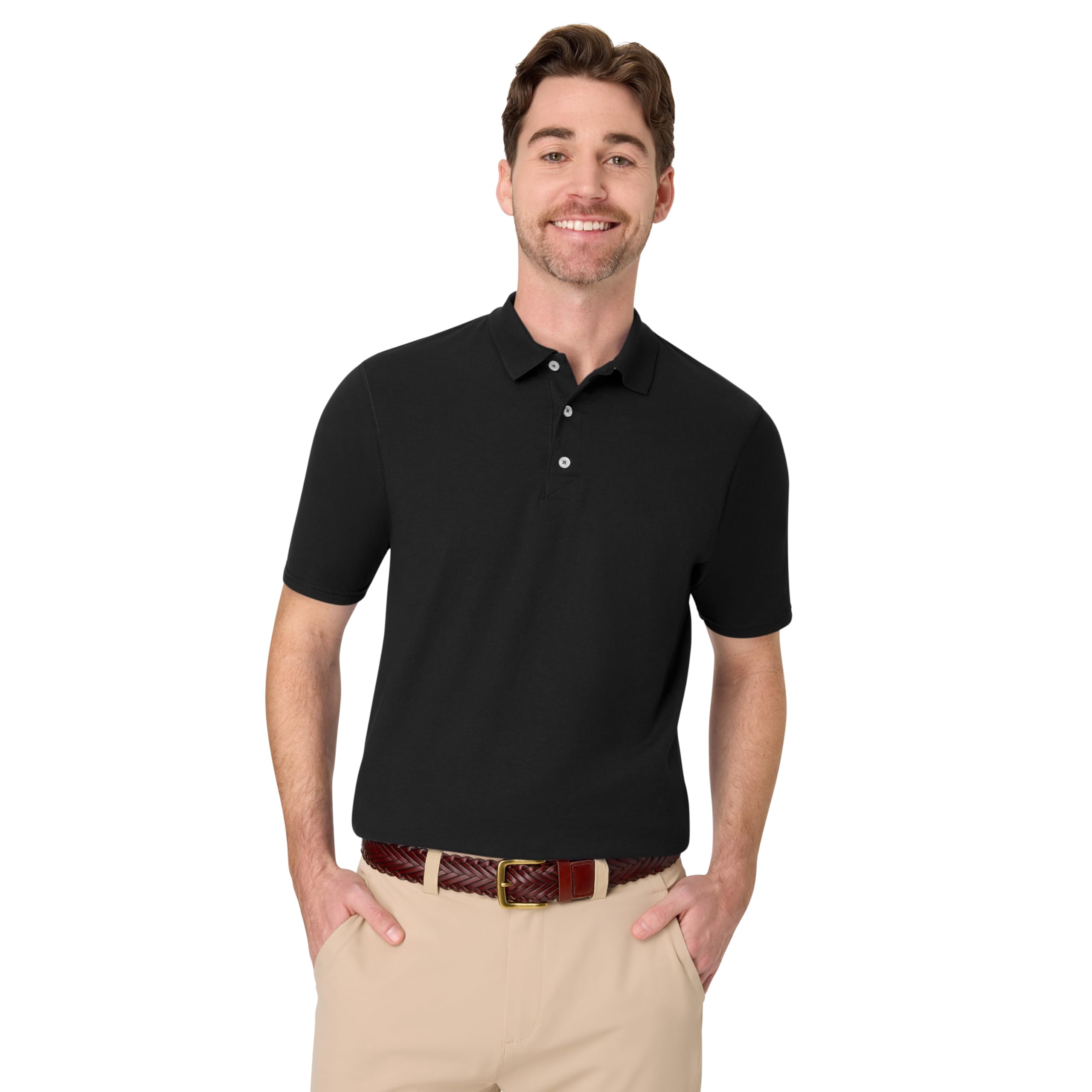 Hanes mens X-temp Performance Polo, Cotton Blend Sport Shirt for Men With Odor Control