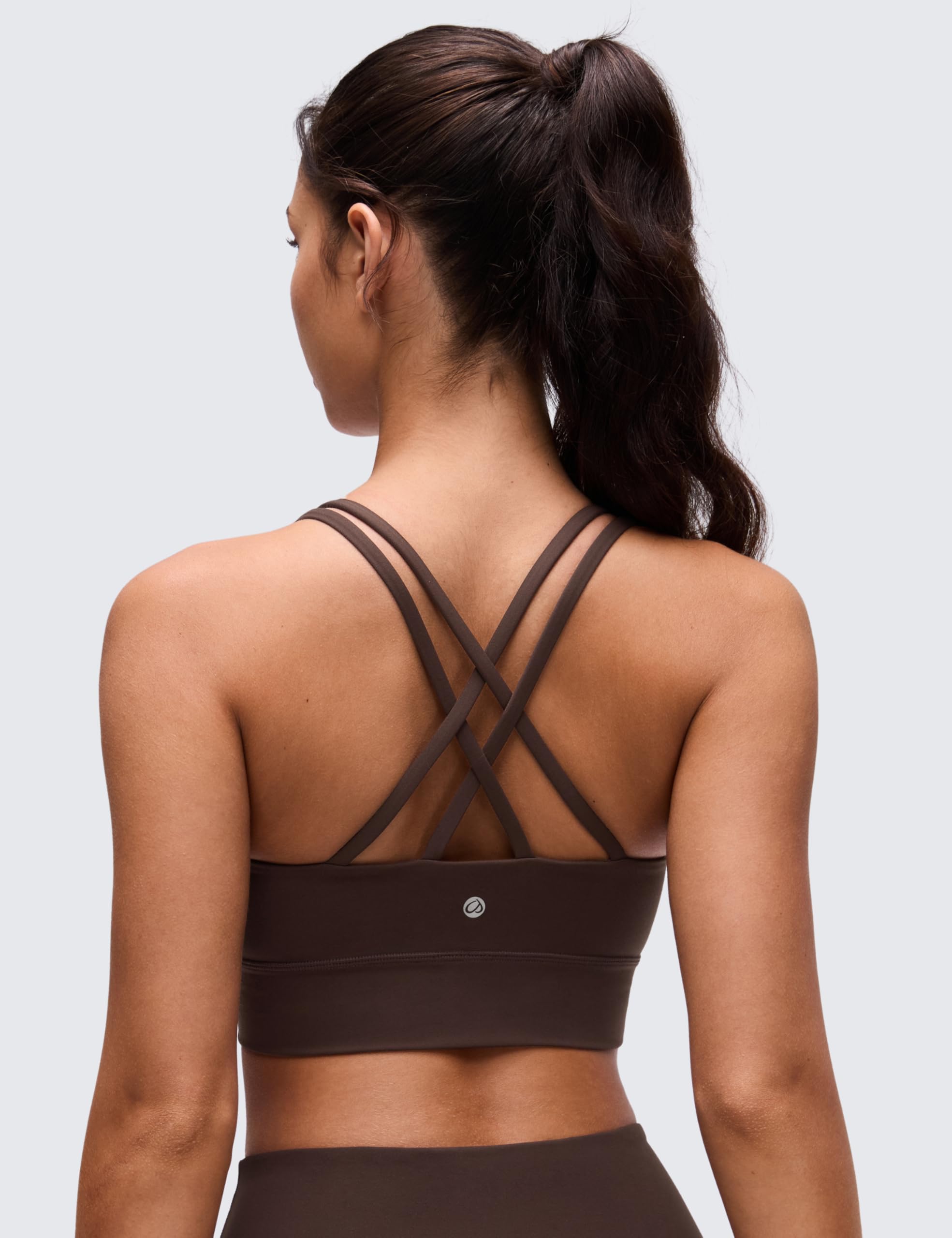 CRZ YOGA Softness Mold Butterluxe Sports Bras | Molded Cup, Light Support, Yoga, Extremely Soft, Longline, Strappy Back, Scoop Neck, for Women