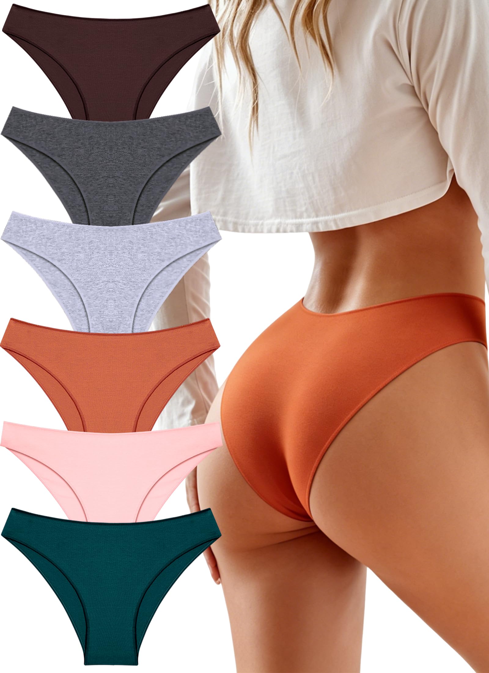 UNDER THE SEA Cotton Underwear for Women 6 Pack Sexy Bikini High Cut Breathable Cheeky Panties Underwear Womens Lingerie
